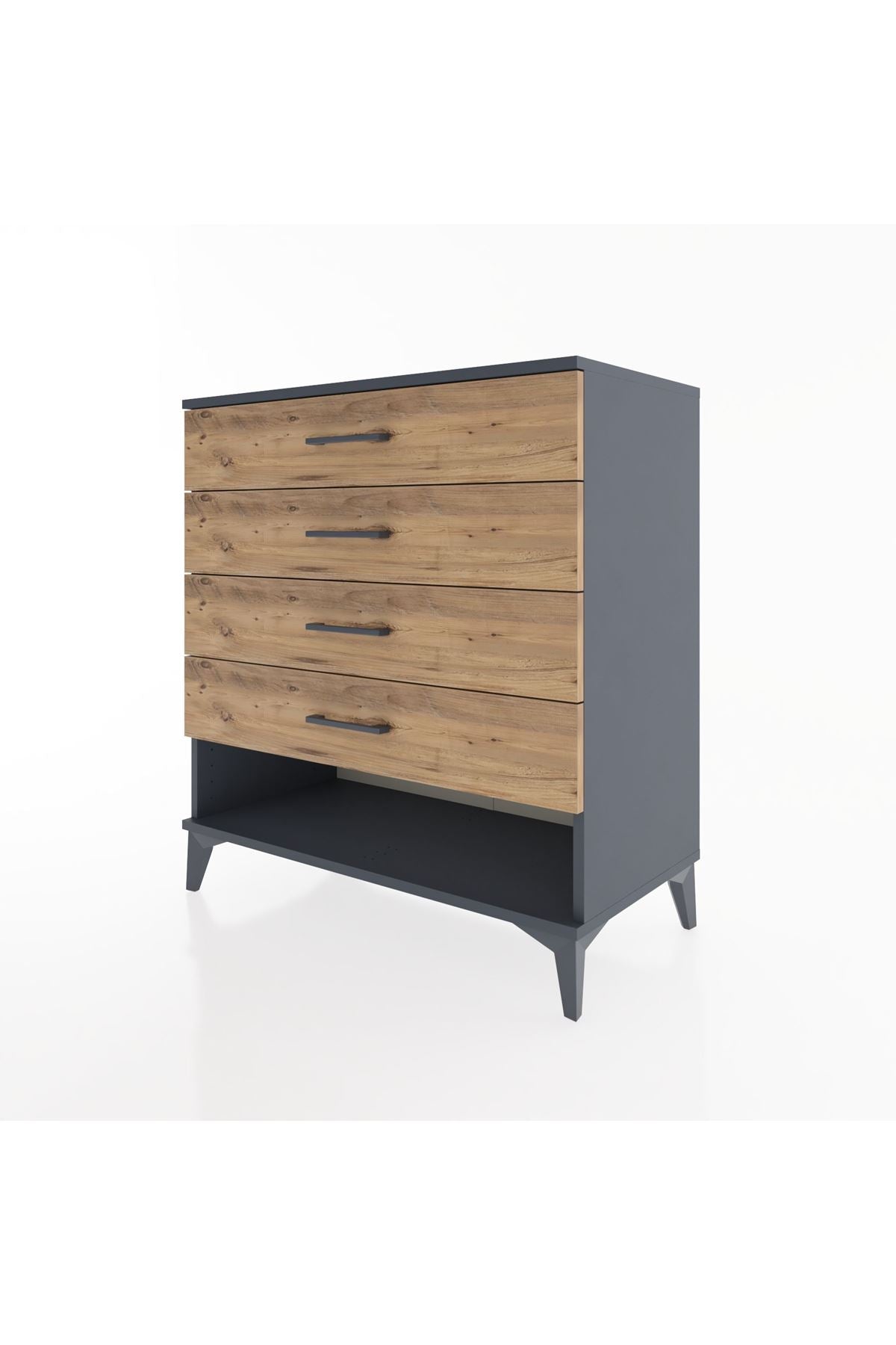 Hyperion Şifonyer 4 Çekmeceli 88x44x96 Antrasit-Çam