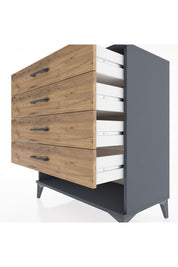 Hyperion Şifonyer 4 Çekmeceli 88x44x96 Antrasit-Çam