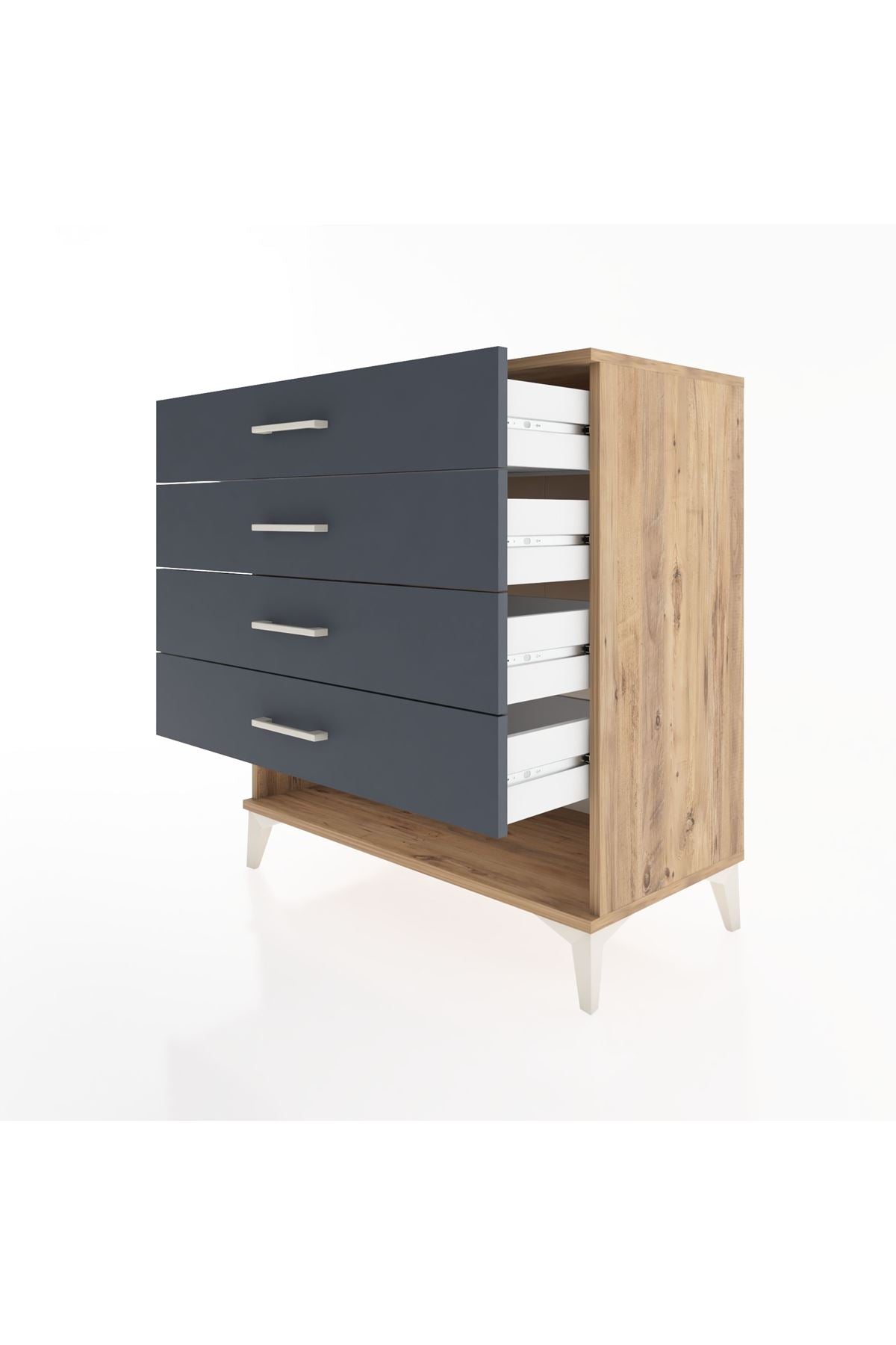 Hyperion Şifonyer 4 Çekmeceli 88x44x96 Çam-Antrasit