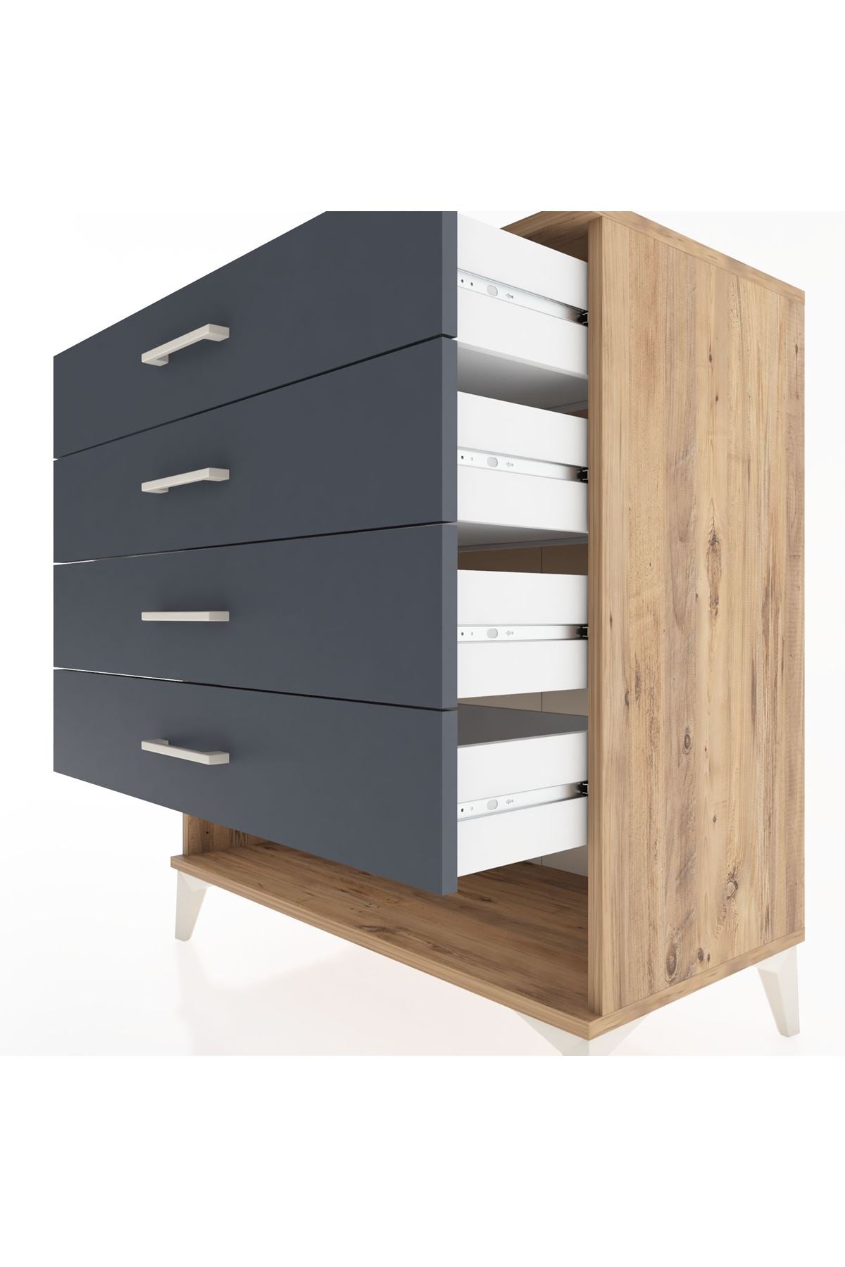 Hyperion Şifonyer 4 Çekmeceli 88x44x96 Çam-Antrasit