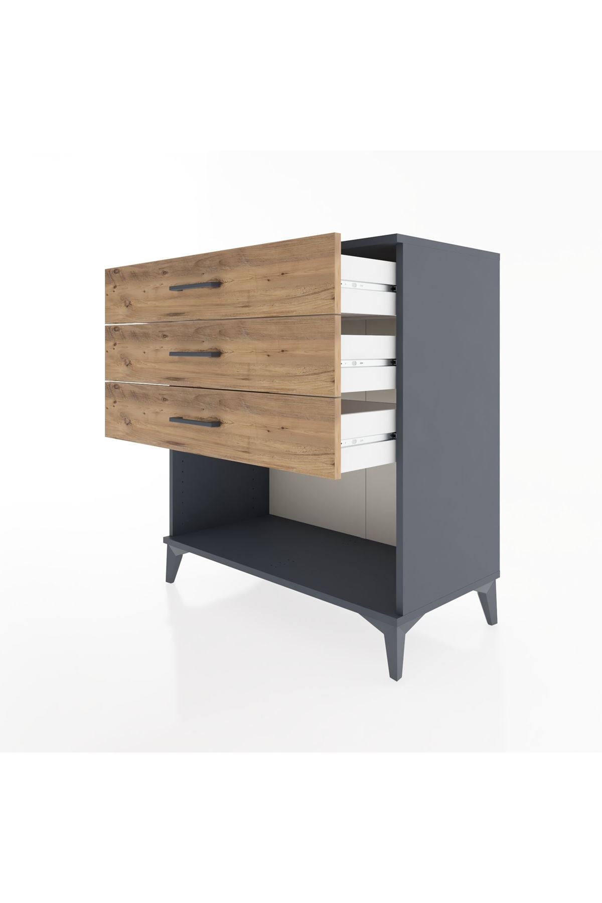 Hyperion Şifonyer 3 Çekmeceli 88x44x96 Antrasit-Çam