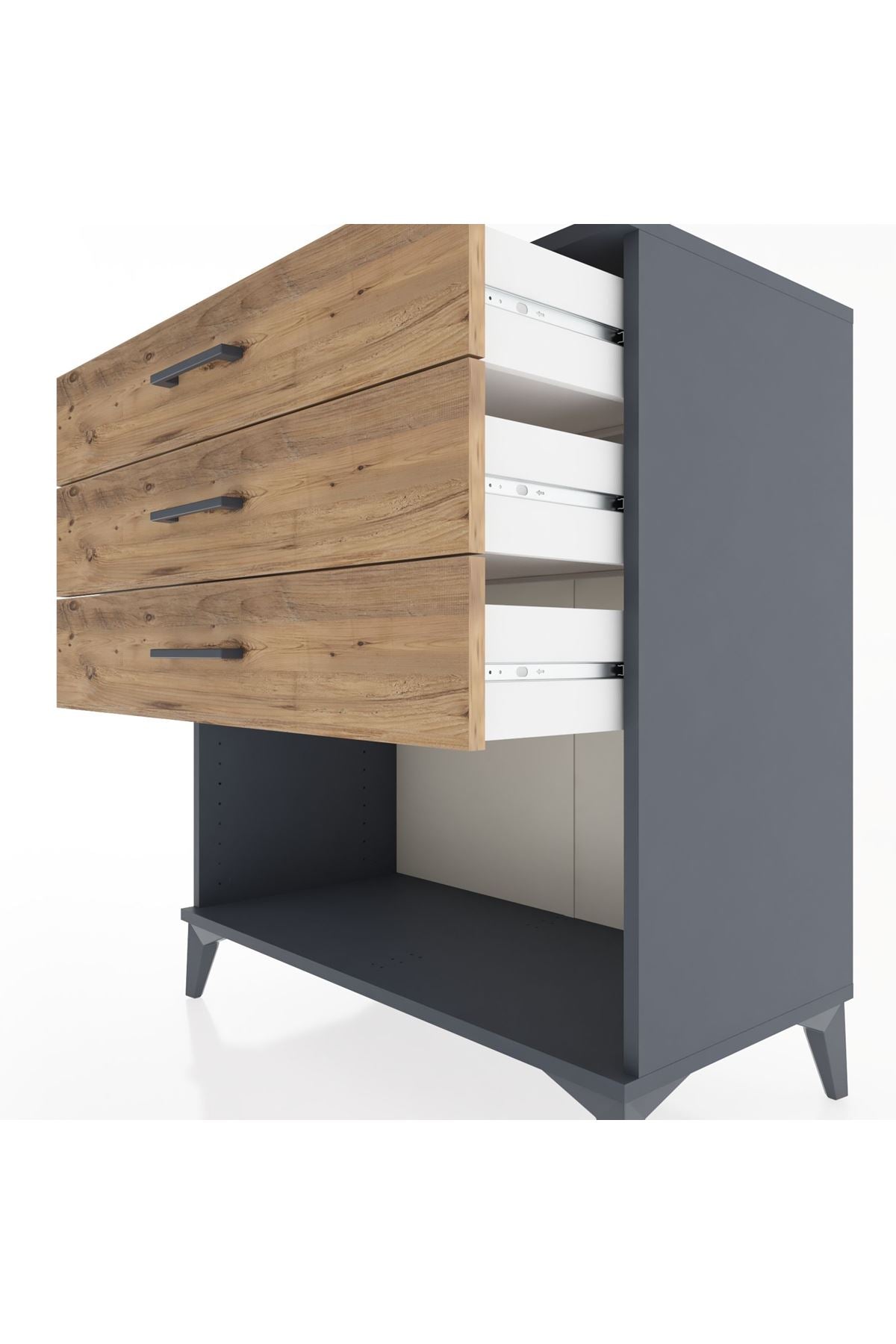 Hyperion Şifonyer 3 Çekmeceli 88x44x96 Antrasit-Çam