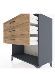 Hyperion Şifonyer 3 Çekmeceli 88x44x96 Antrasit-Çam