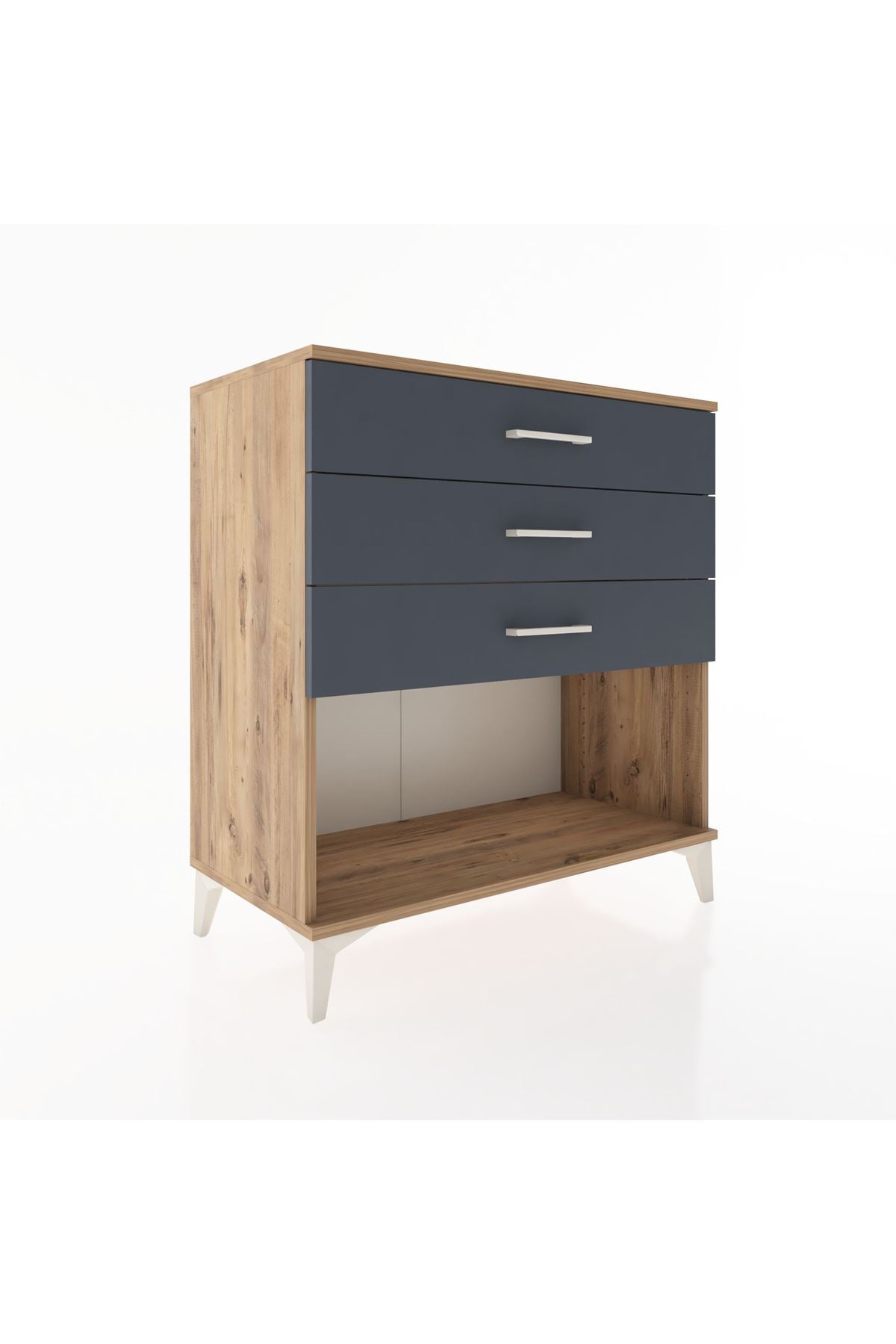 Hyperion Şifonyer 3 Çekmeceli 88x44x96 Çam-Antrasit