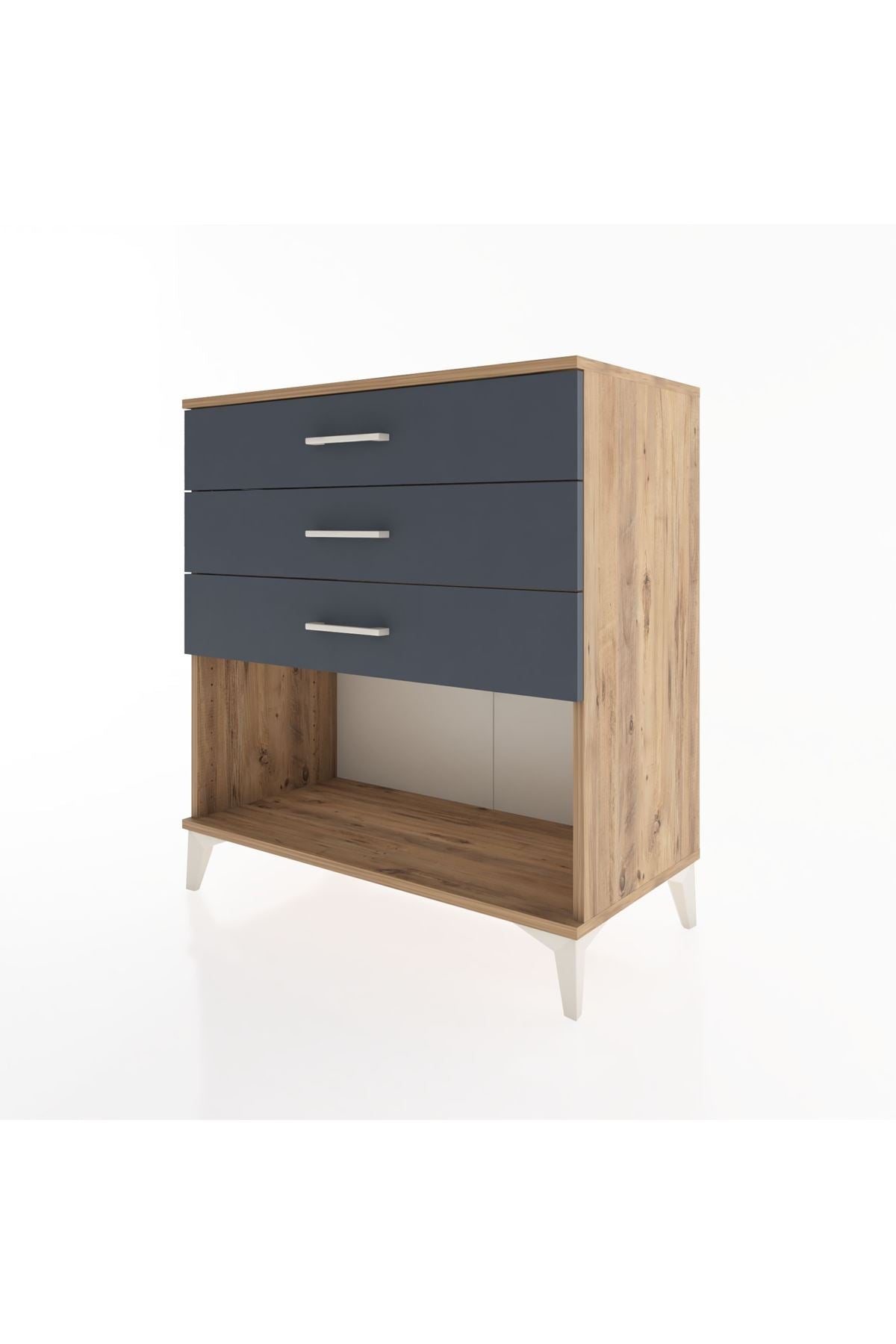 Hyperion Şifonyer 3 Çekmeceli 88x44x96 Çam-Antrasit