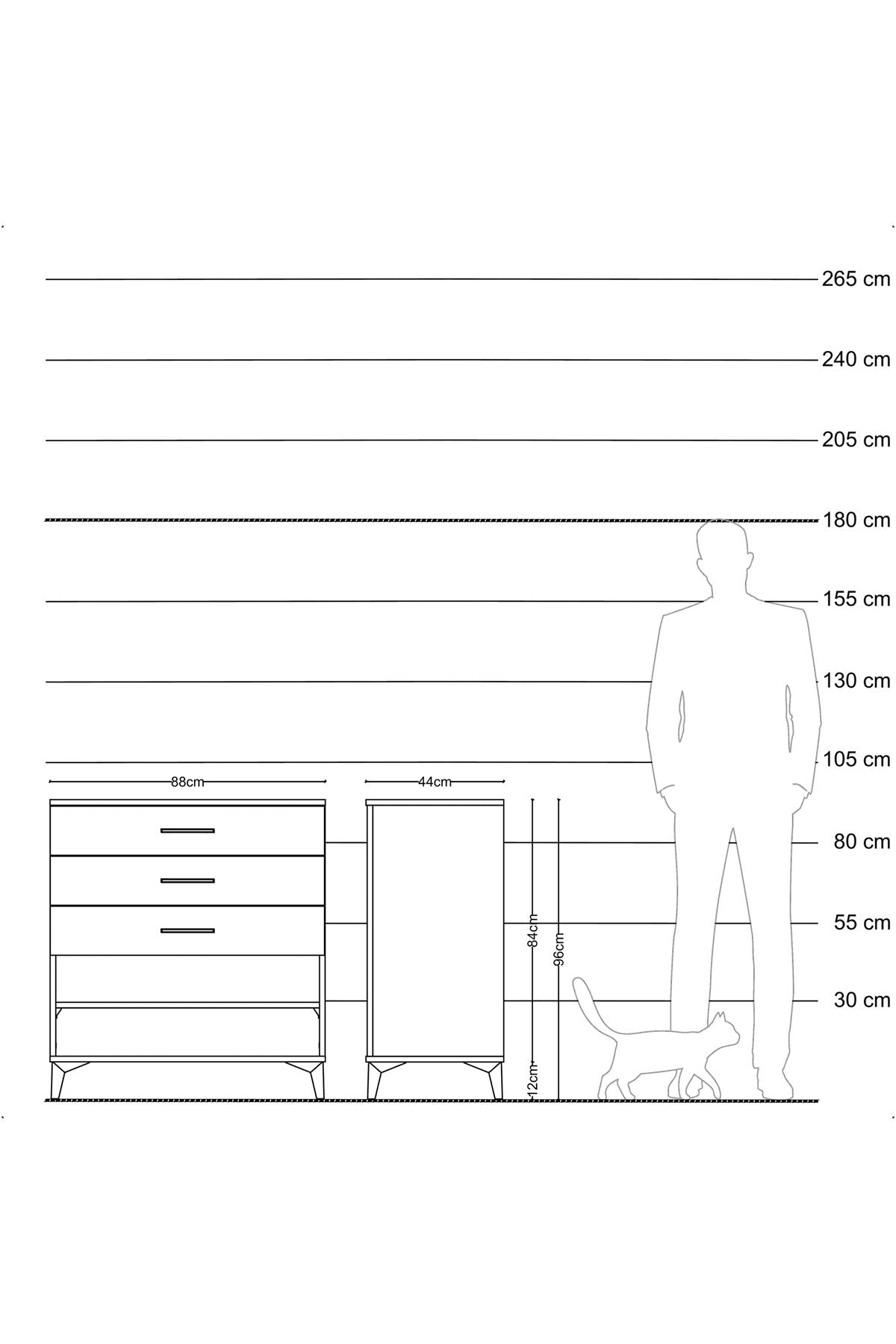 Hyperion Şifonyer Tek Raflı 3 Çekmeceli 88x44x96 Aytaşı-Antrasit