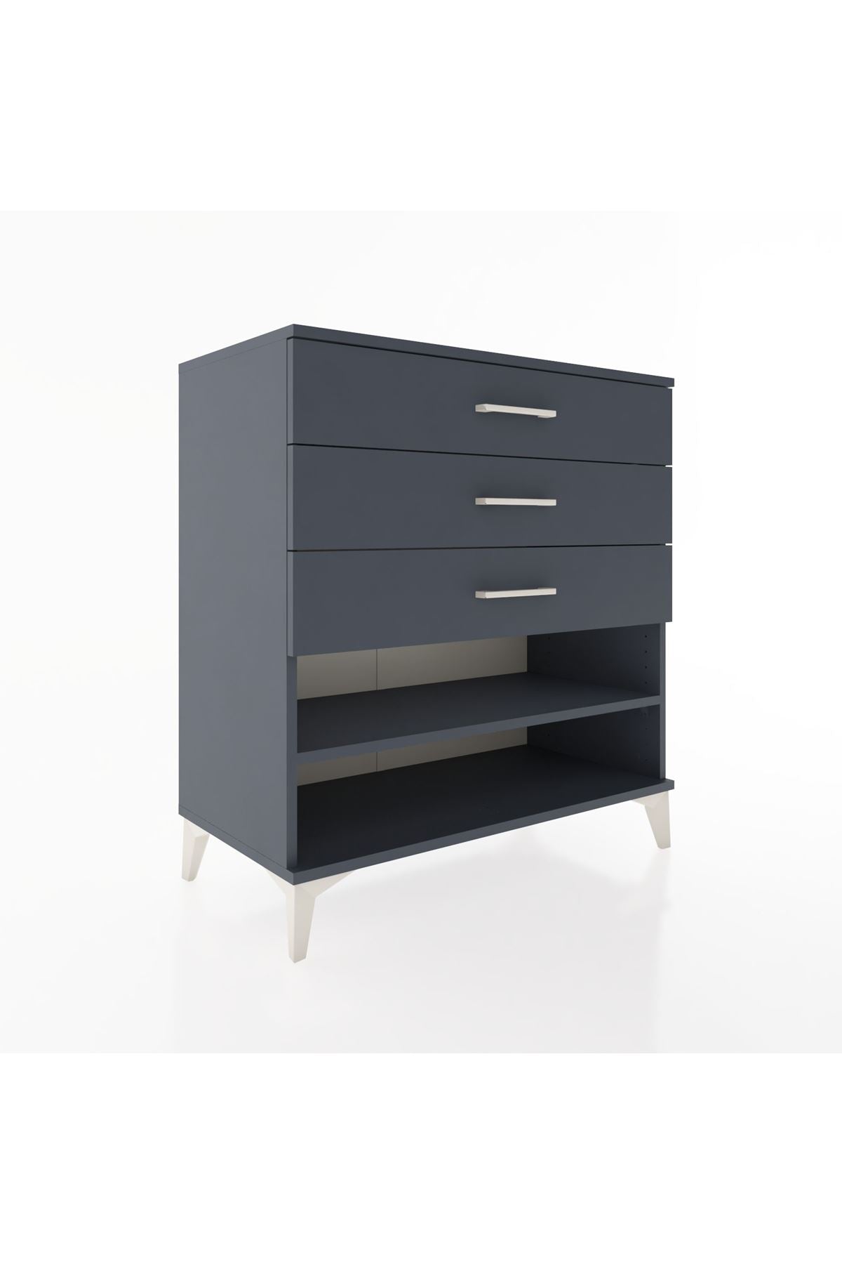 Hyperion Şifonyer Tek Raflı 3 Çekmeceli 88x44x96 Antrasit-Antrasit