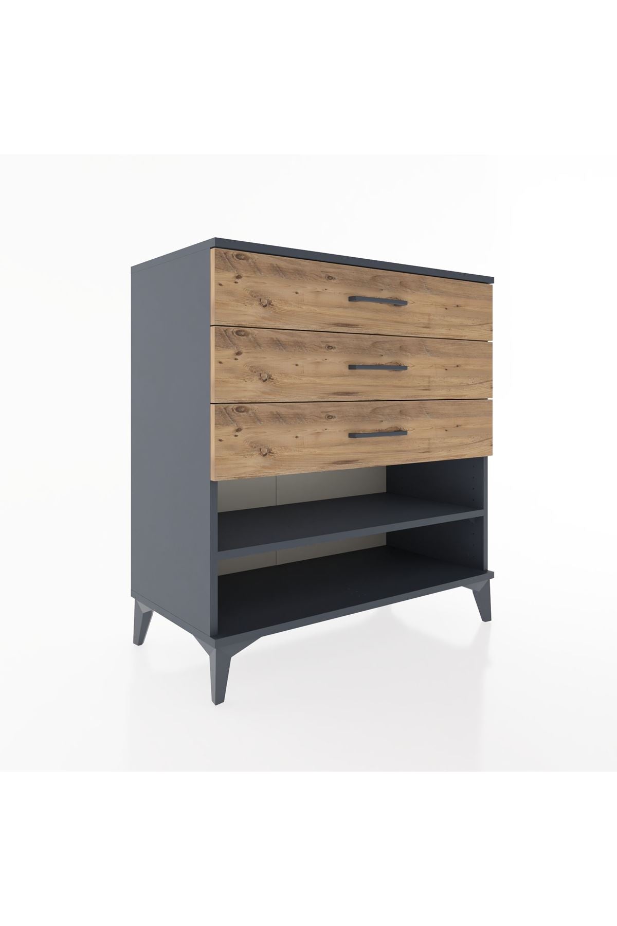Hyperion Şifonyer Tek Raflı 3 Çekmeceli 88x44x96 Antrasit-Çam
