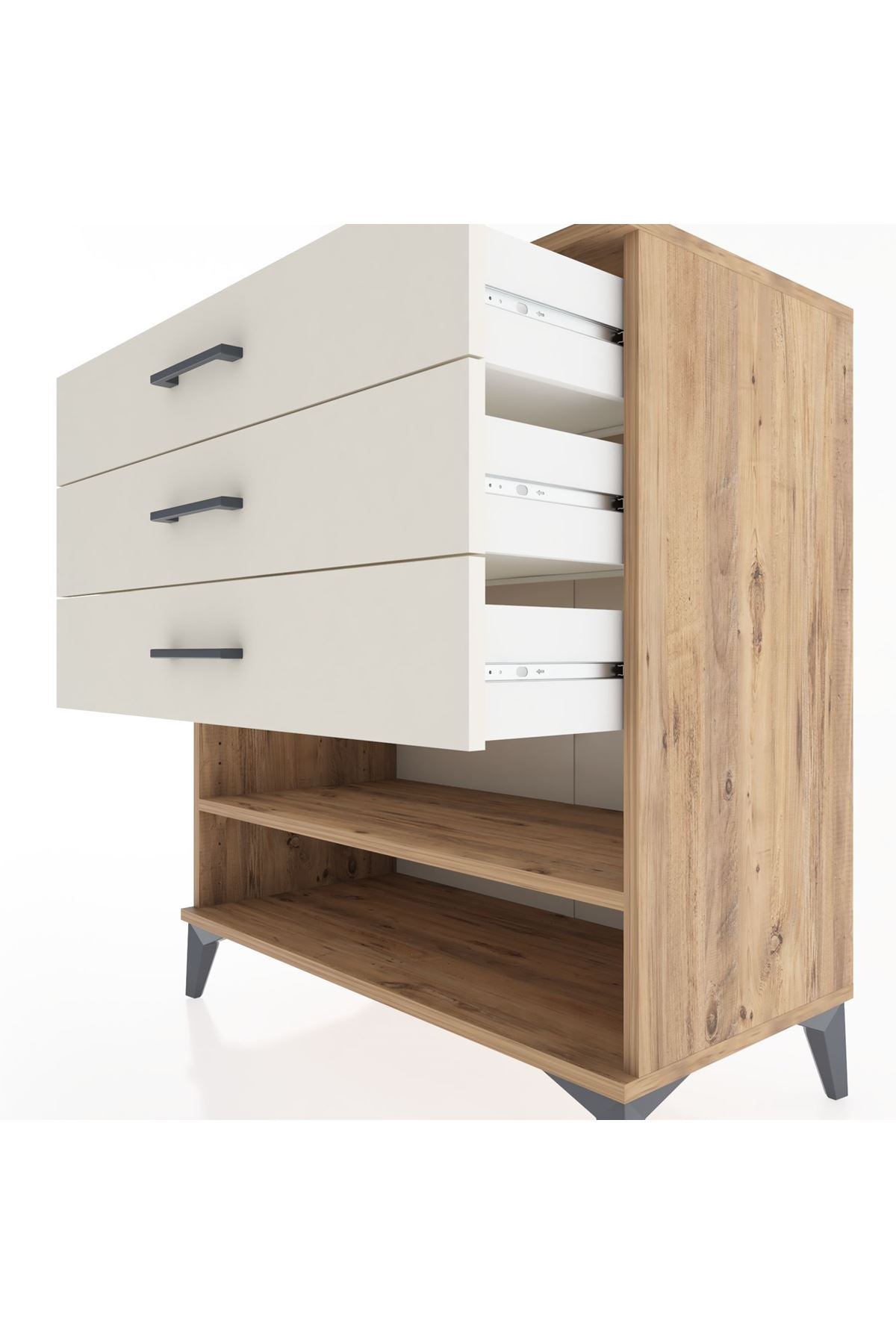 Hyperion Şifonyer Tek Raflı 3 Çekmeceli 88x44x96 Çam-Aytaşı