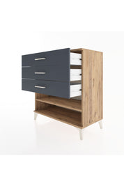 Hyperion Şifonyer Tek Raflı 3 Çekmeceli 88x44x96 Çam-Antrasit