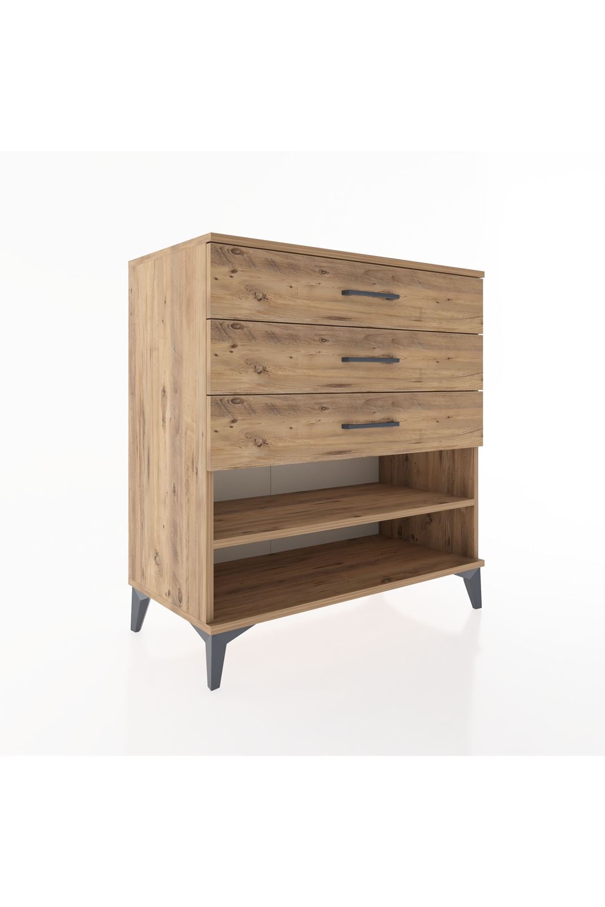 Hyperion Şifonyer Tek Raflı 3 Çekmeceli 88x44x96 Çam-Çam