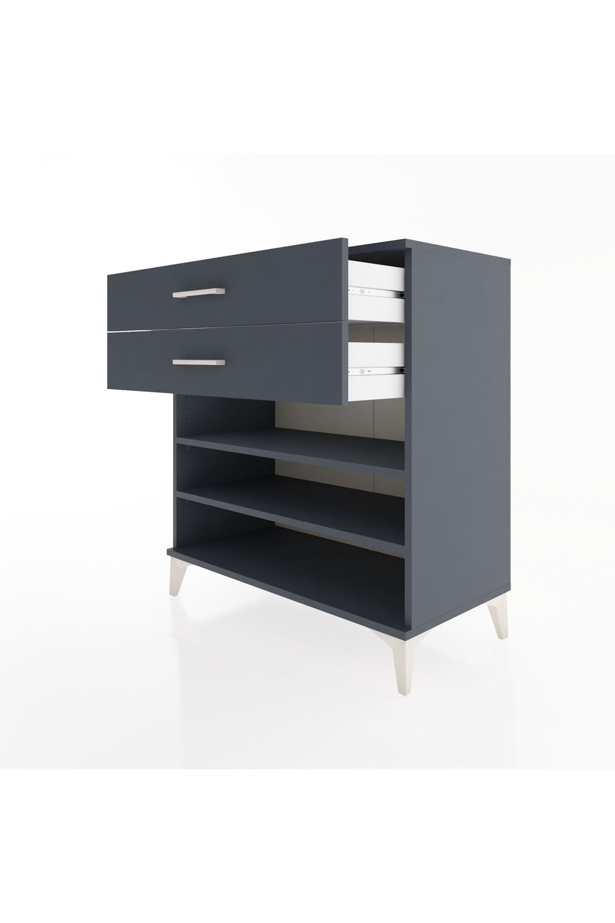 Hyperion Şifonyer 2 Raflı 2 Çekmeceli 88x44x96 Antrasit-Antrasit