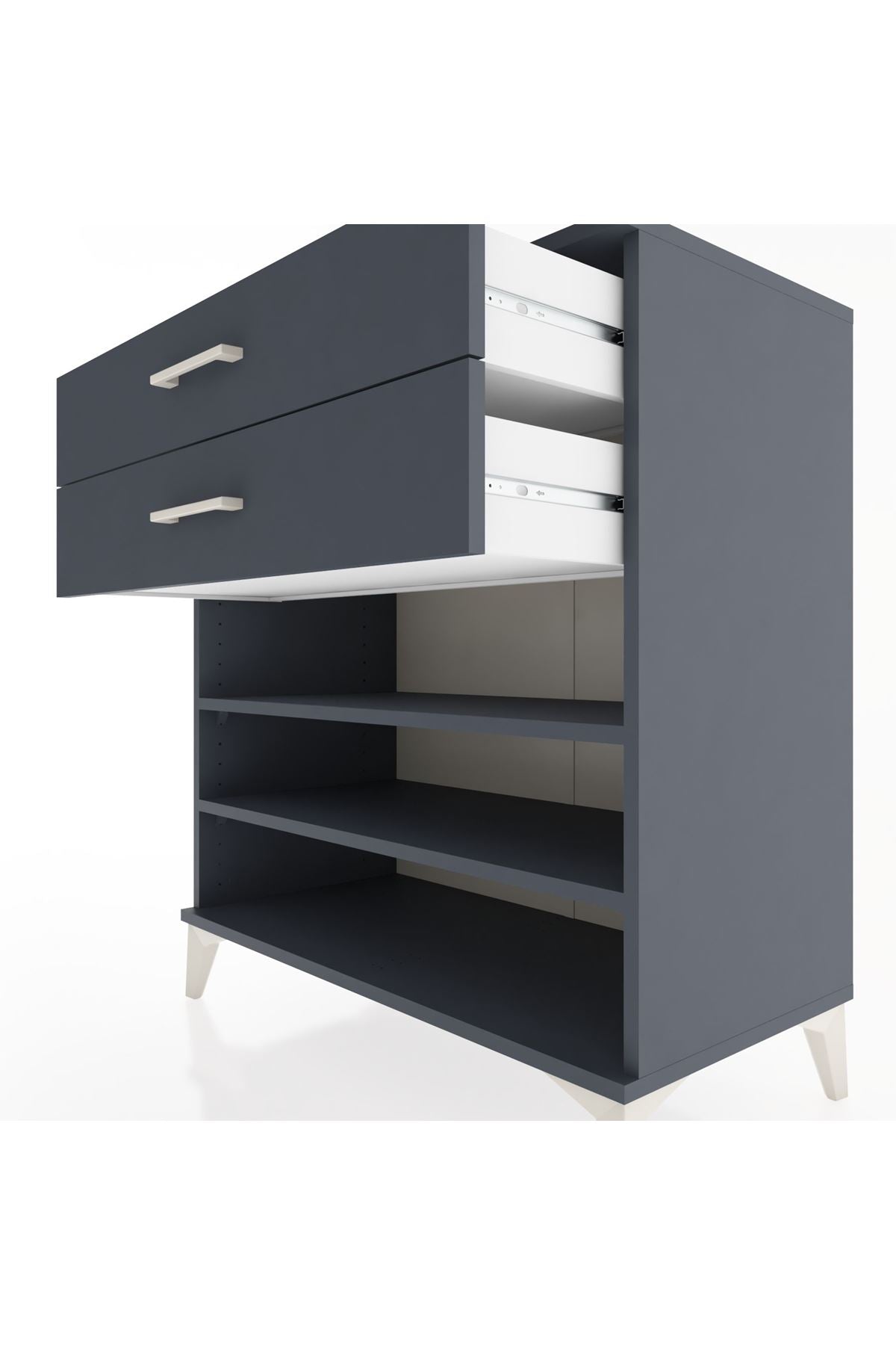 Hyperion Şifonyer 2 Raflı 2 Çekmeceli 88x44x96 Antrasit-Antrasit