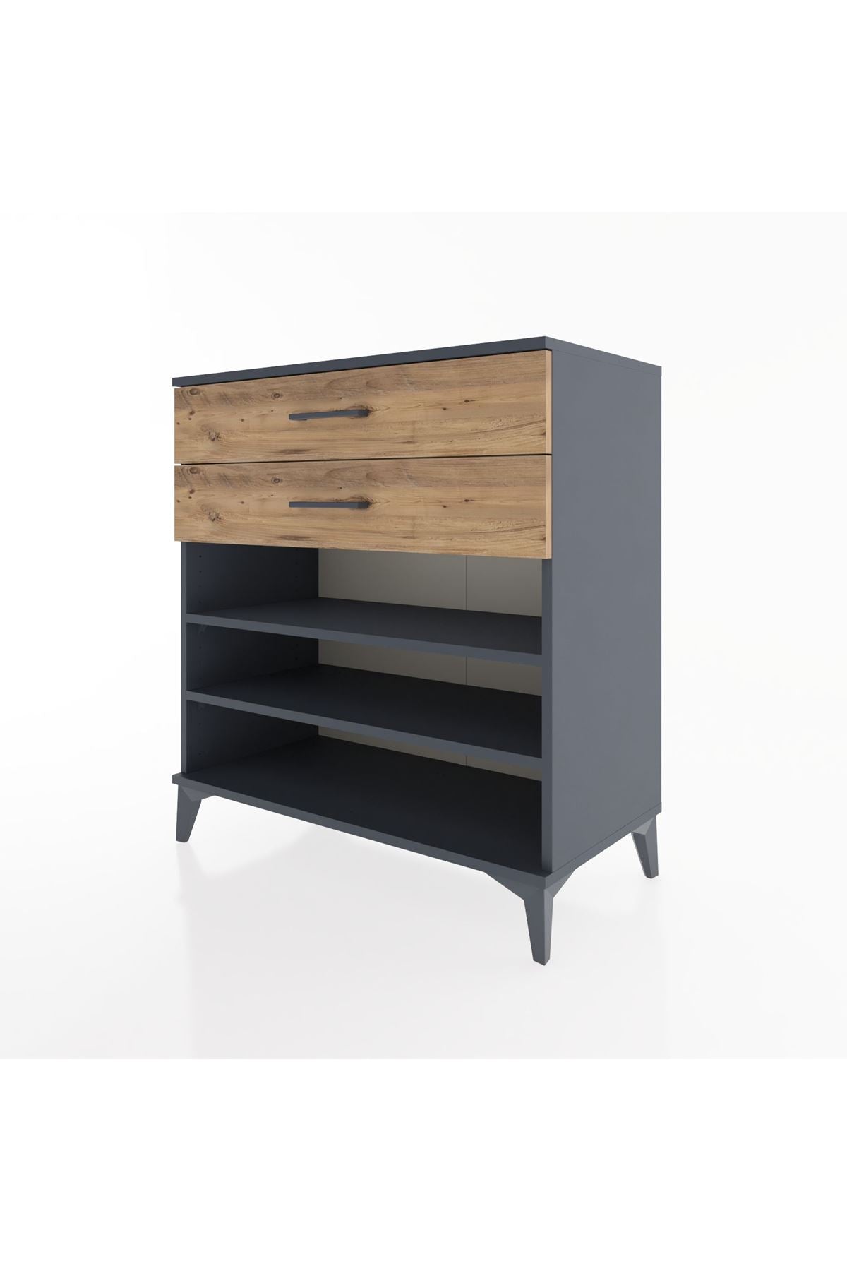 Hyperion Şifonyer 2 Raflı 2 Çekmeceli 88x44x96 Antrasit-Çam