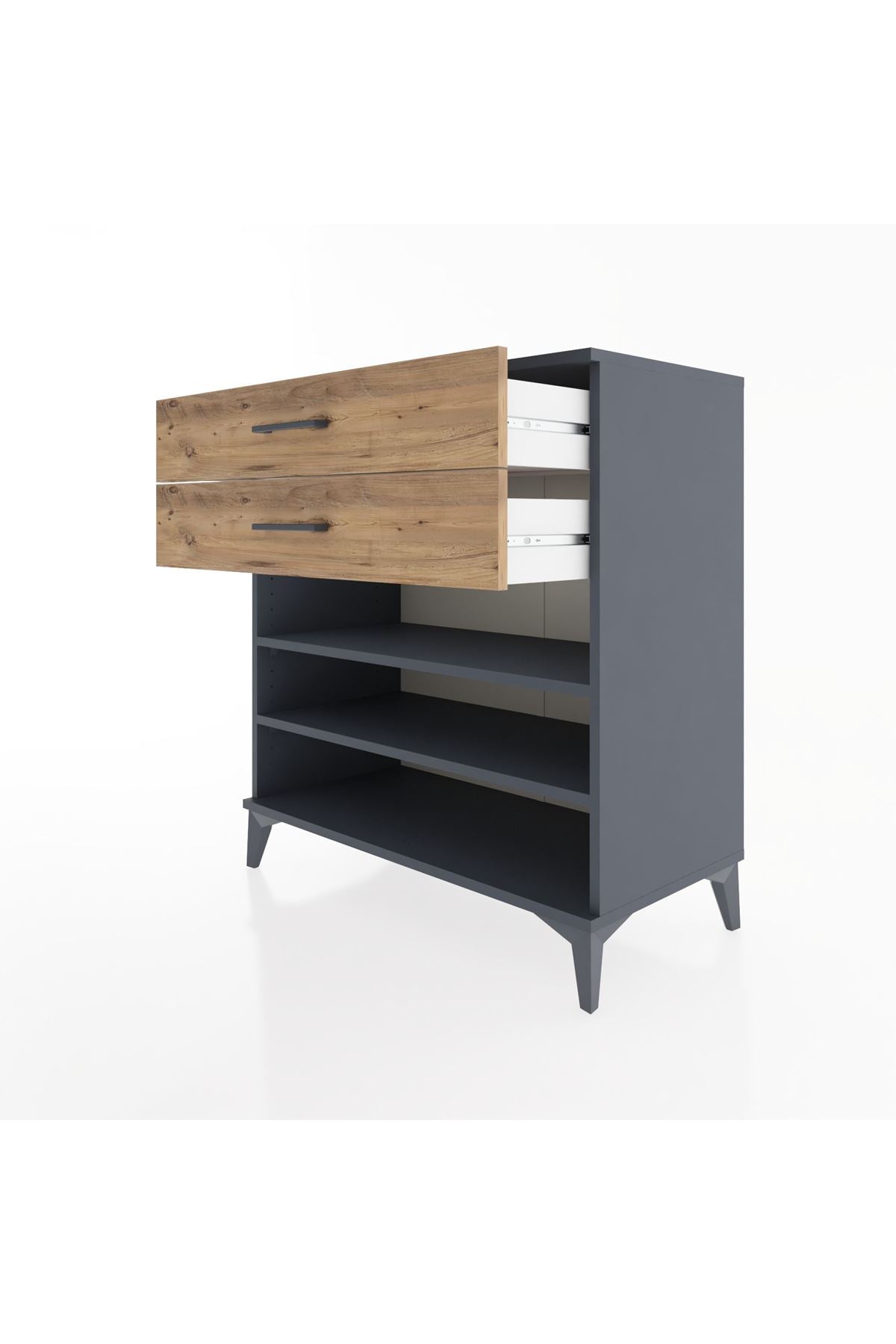 Hyperion Şifonyer 2 Raflı 2 Çekmeceli 88x44x96 Antrasit-Çam