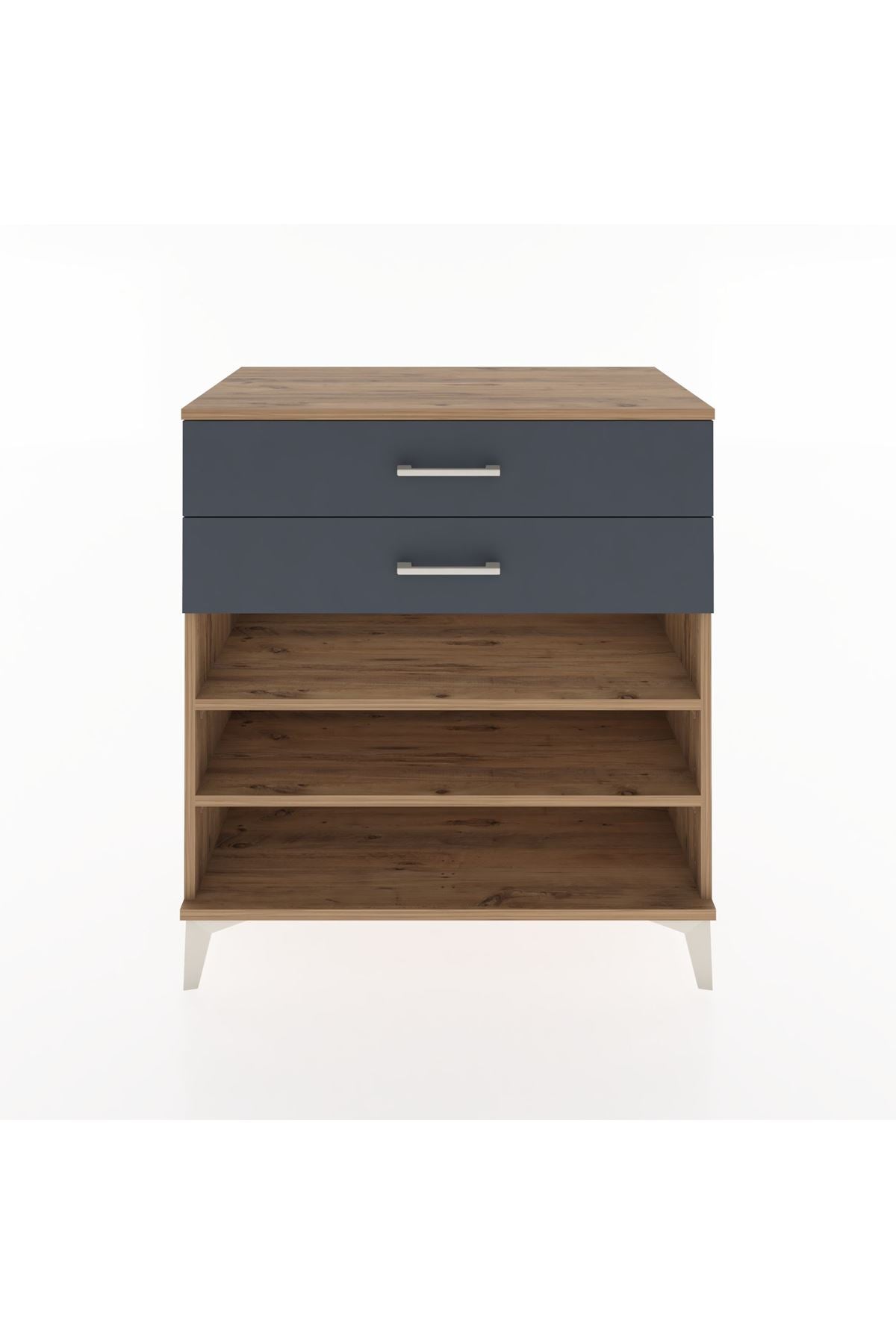 Hyperion Şifonyer 2 Raflı 2 Çekmeceli 88x44x96 Çam-Antrasit