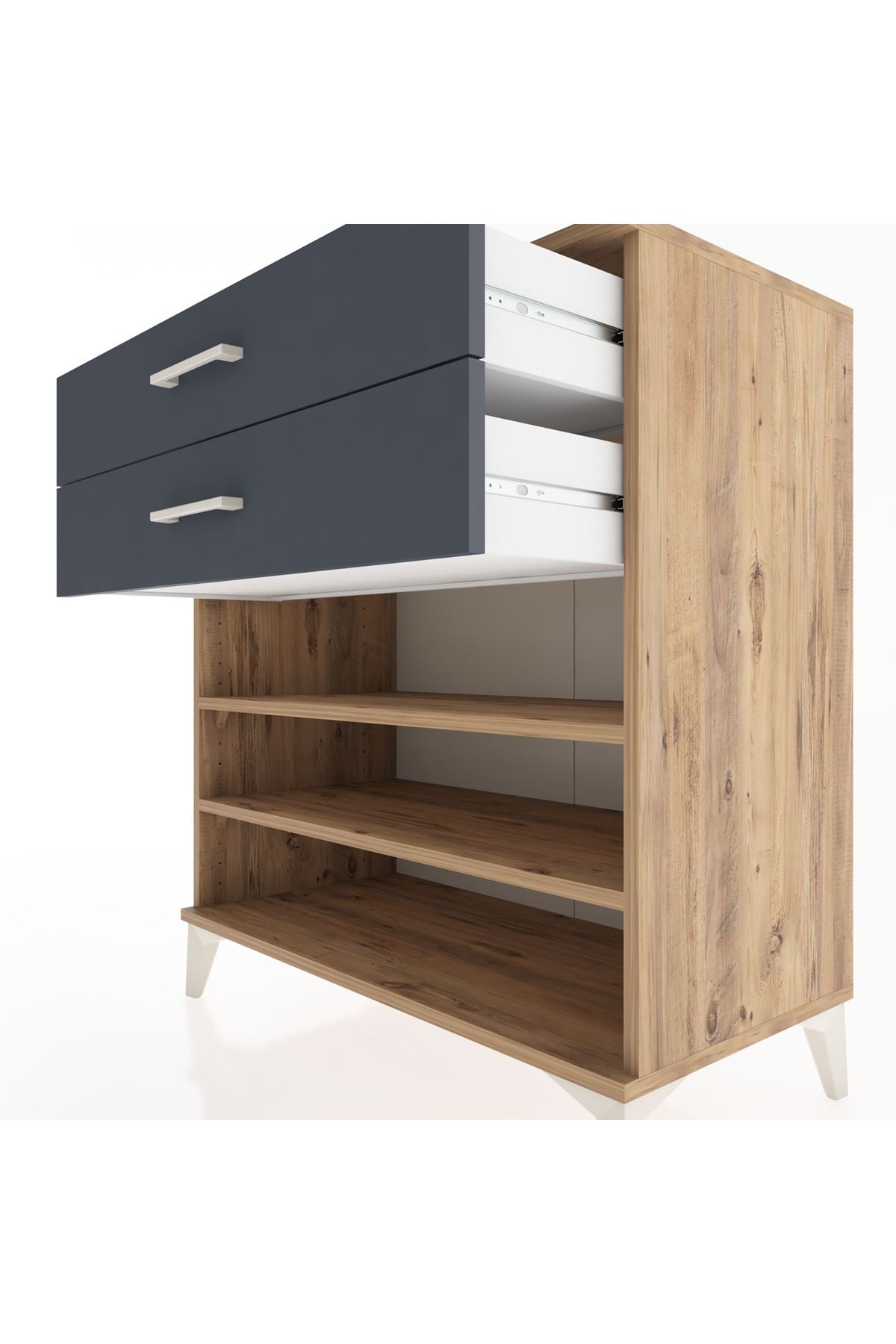 Hyperion Şifonyer 2 Raflı 2 Çekmeceli 88x44x96 Çam-Antrasit