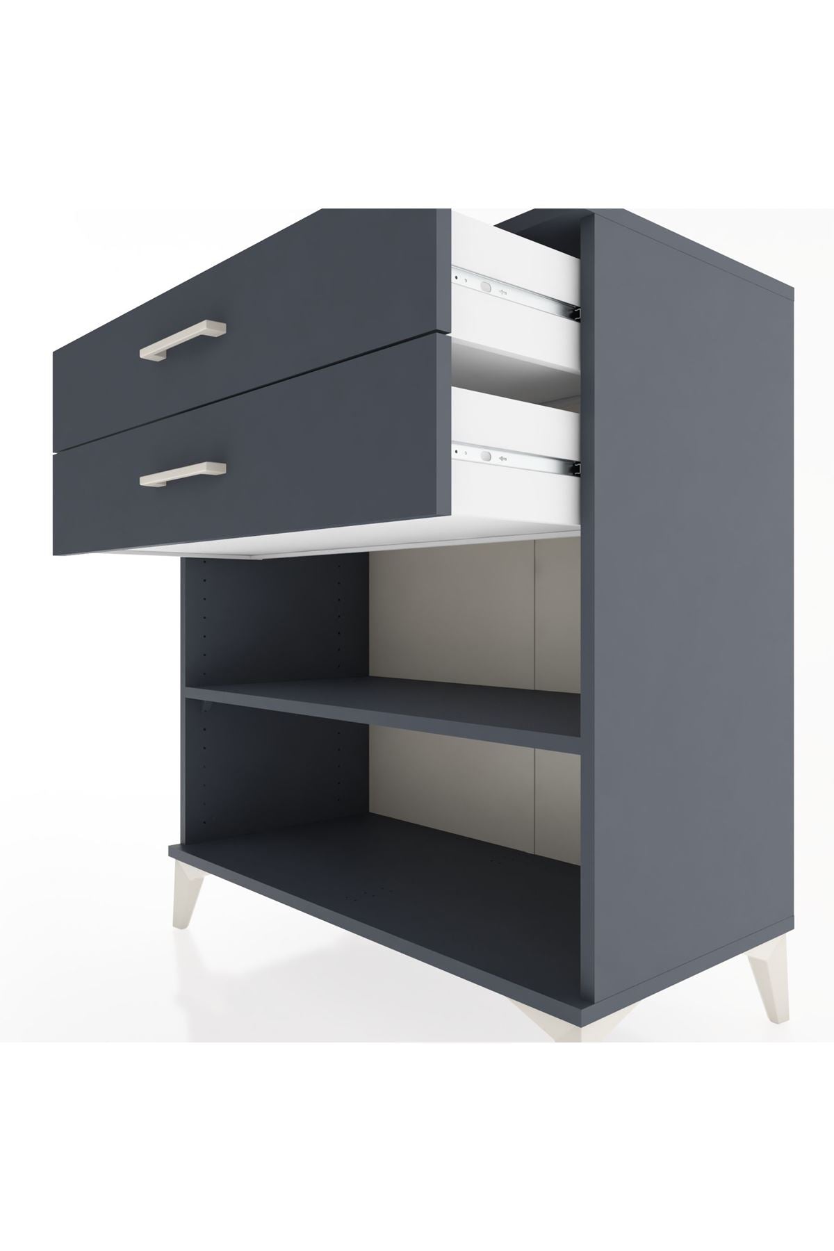 Hyperion Şifonyer Tek Raflı 2 Çekmeceli 88x44x96 Antrasit-Antrasit