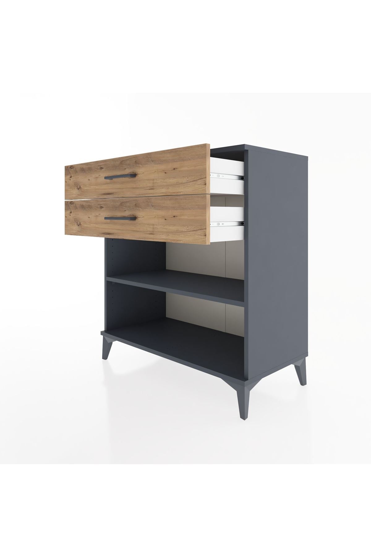 Hyperion Şifonyer Tek Raflı 2 Çekmeceli 88x44x96 Antrasit-Çam