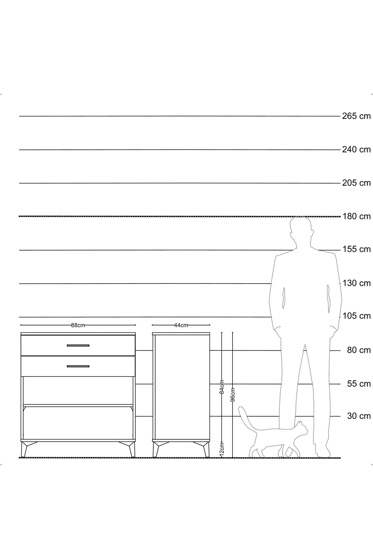 Hyperion Şifonyer Tek Raflı 2 Çekmeceli 88x44x96 Çam-Aytaşı