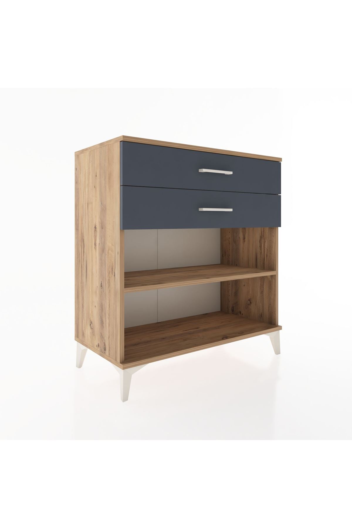 Hyperion Şifonyer Tek Raflı 2 Çekmeceli 88x44x96 Çam-Antrasit