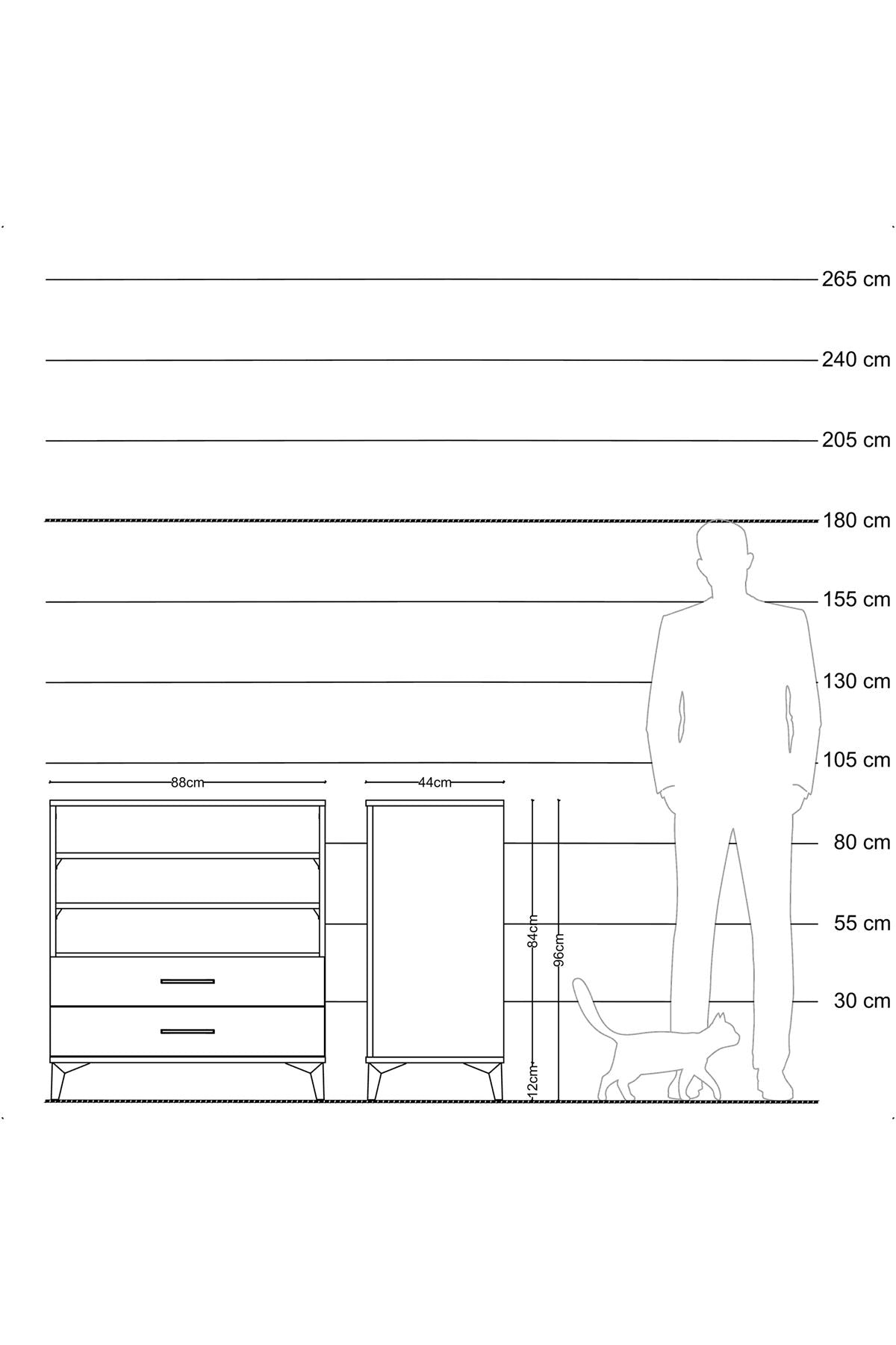 Hyperion Şifonyer 3 Raflı 2 Çekmeceli 88x44x96 Aytaşı-Aytaşı