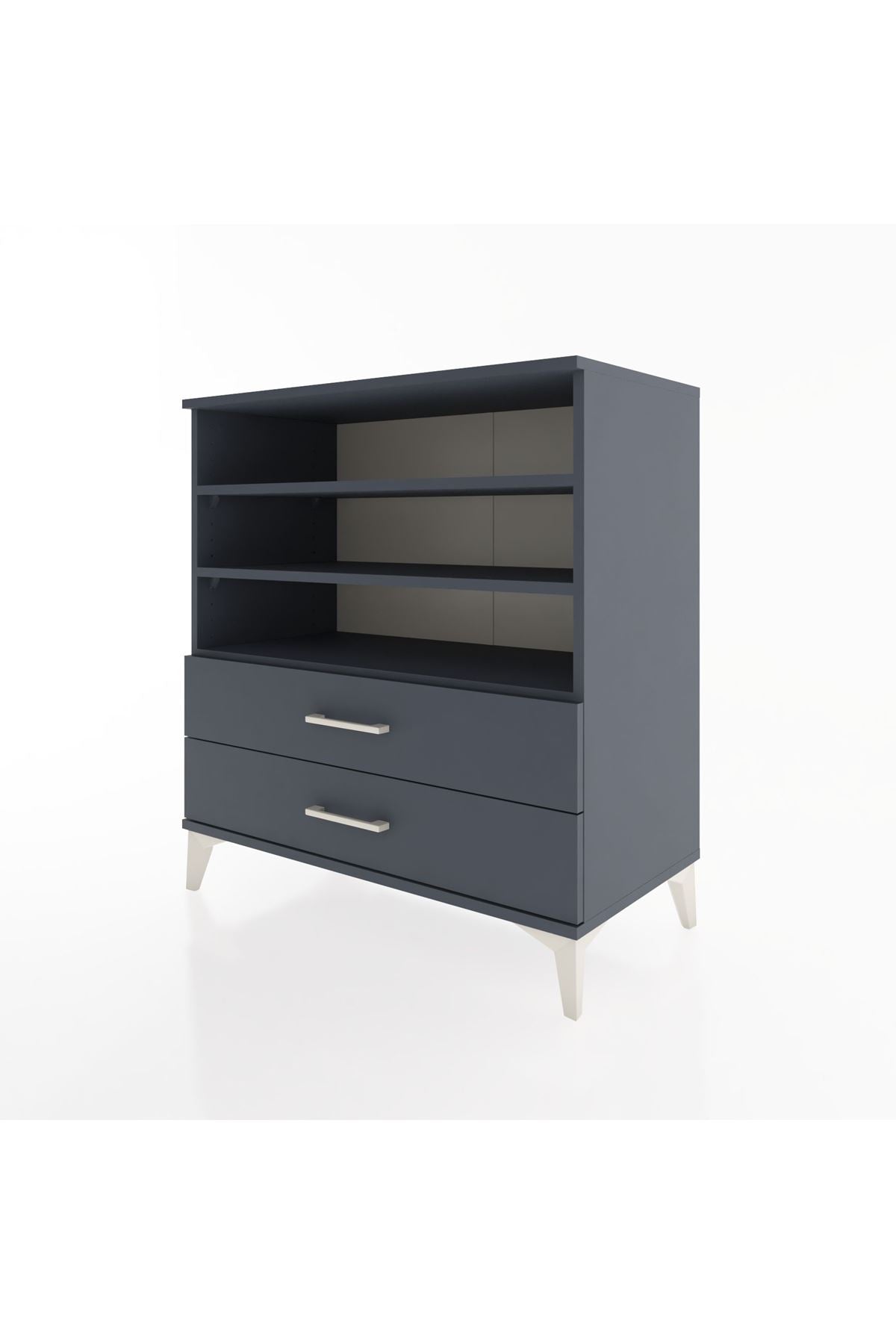 Hyperion Şifonyer 3 Raflı 2 Çekmeceli 88x44x96 Antrasit-Antrasit