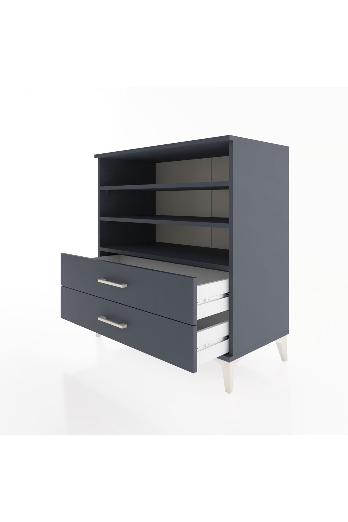 Hyperion Şifonyer 3 Raflı 2 Çekmeceli 88x44x96 Antrasit-Antrasit