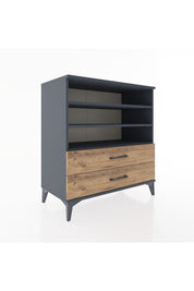 Hyperion Şifonyer 3 Raflı 2 Çekmeceli 88x44x96 Antrasit-Çam