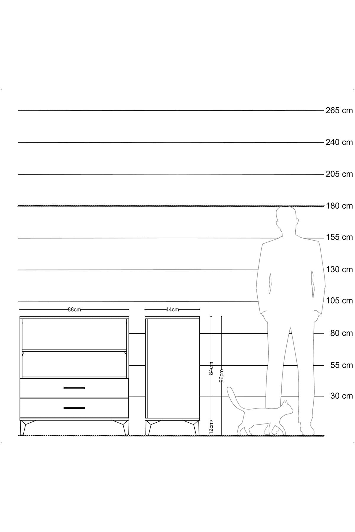 Hyperion Şifonyer 2 Raflı 2 Çekmeceli 88x44x96 Aytaşı-Antrasit