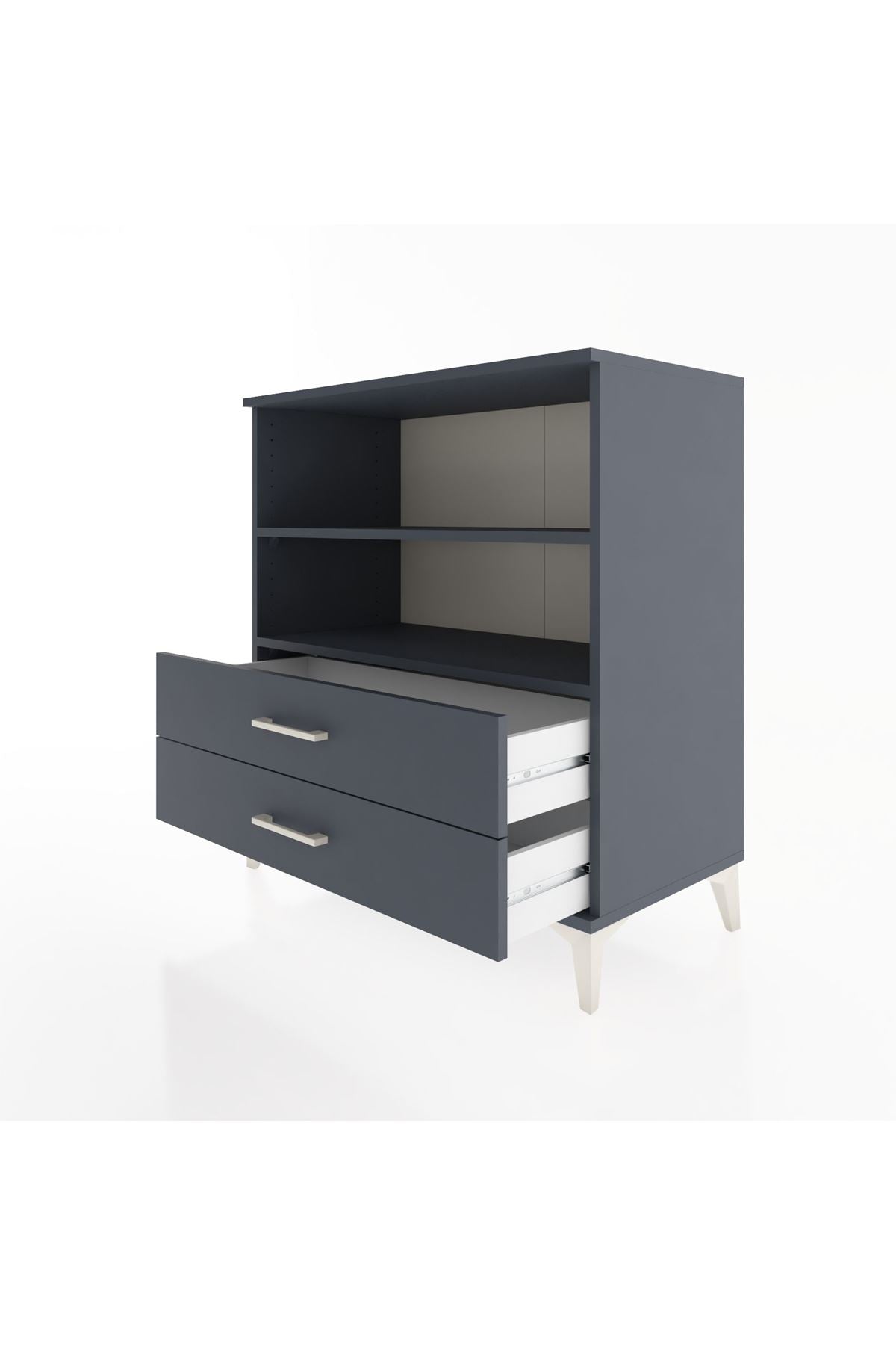 Hyperion Şifonyer 2 Raflı 2 Çekmeceli 88x44x96 Antrasit-Antrasit