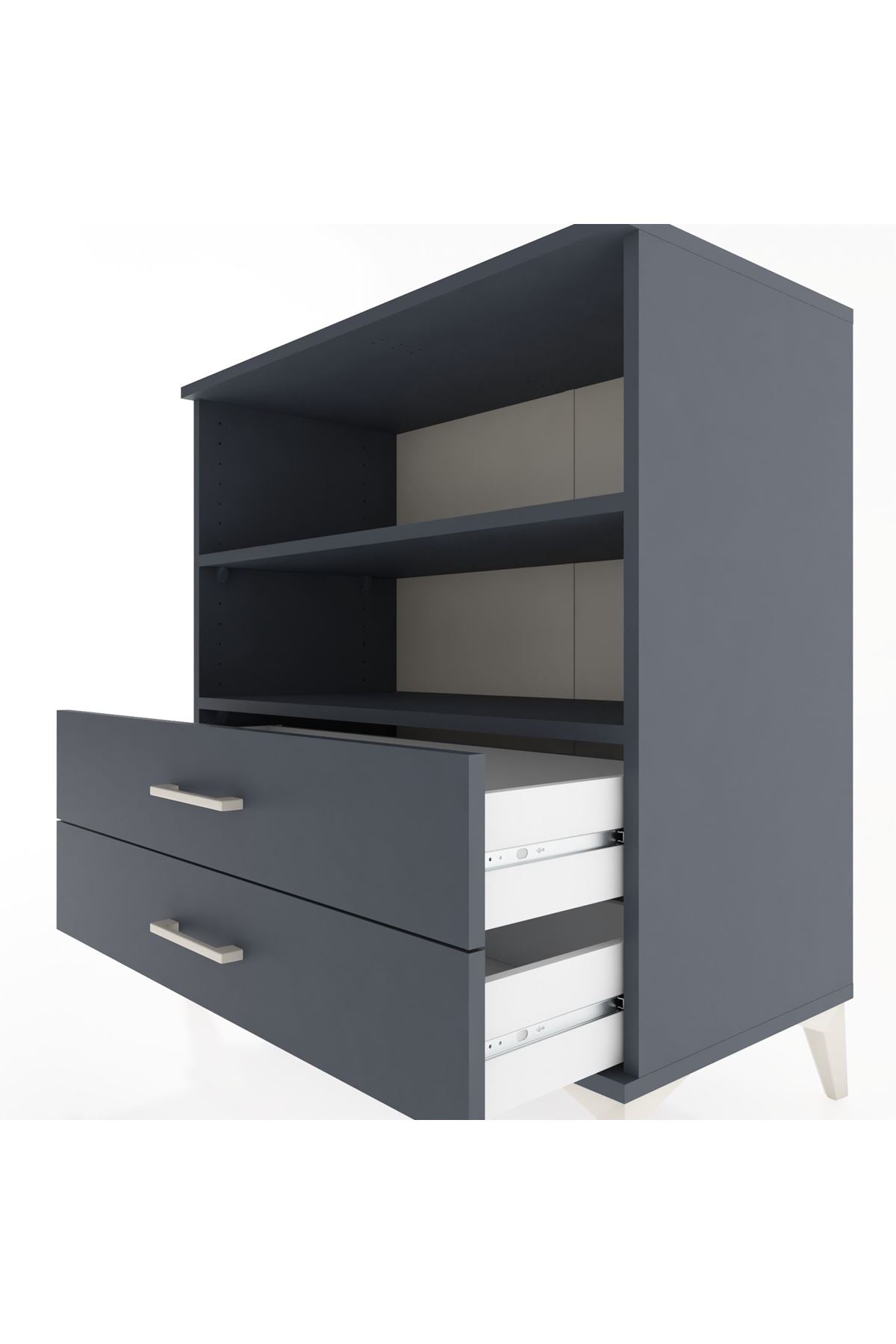 Hyperion Şifonyer 2 Raflı 2 Çekmeceli 88x44x96 Antrasit-Antrasit