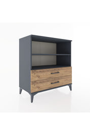 Hyperion Şifonyer 2 Raflı 2 Çekmeceli 88x44x96 Antrasit-Çam
