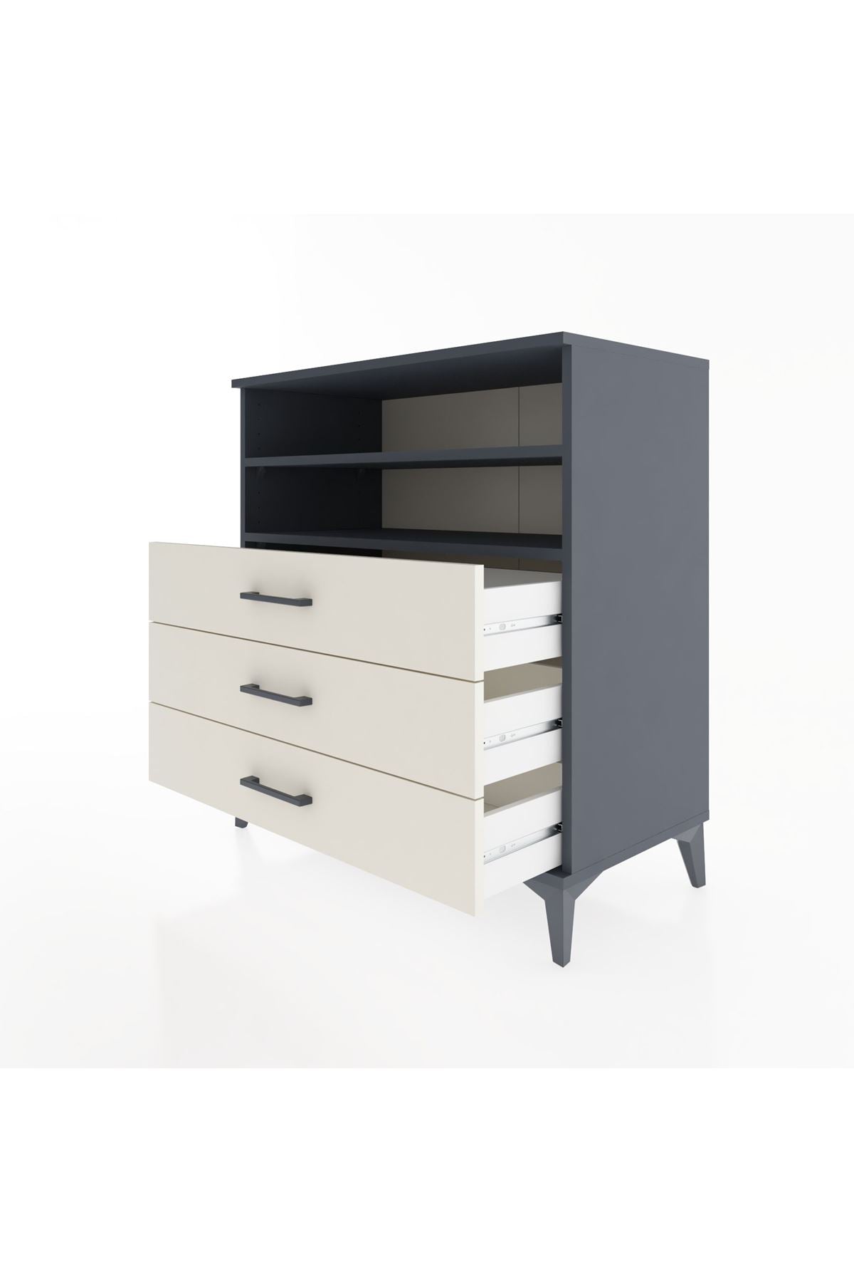 Hyperion Şifonyer 2 Raflı 3 Çekmeceli 88x44x96 Antrasit-Aytaşı