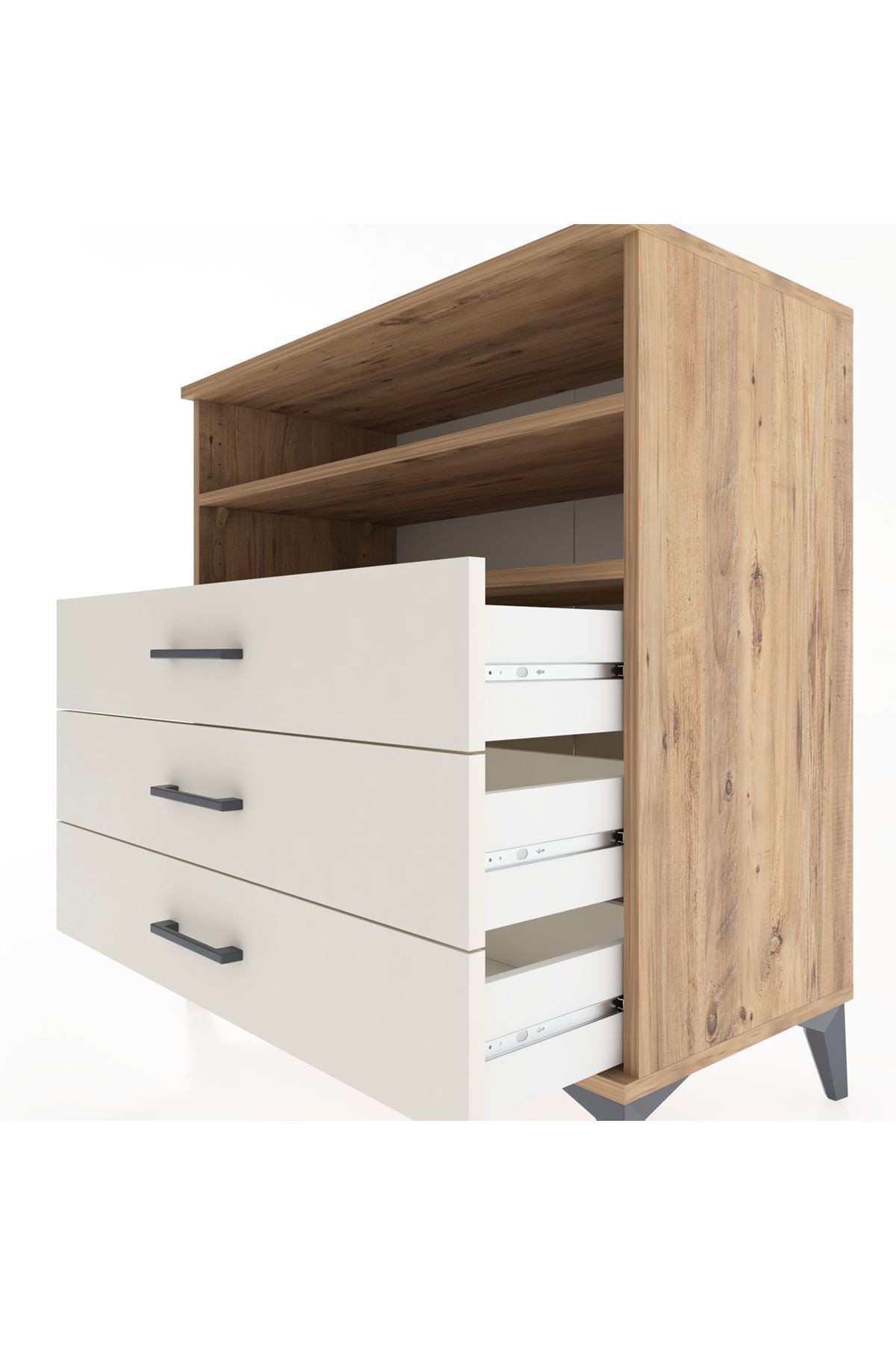 Hyperion Şifonyer 2 Raflı 3 Çekmeceli 88x44x96 Çam-Aytaşı