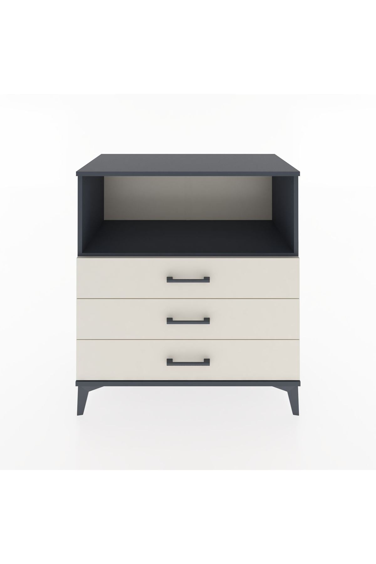 Hyperion Şifonyer Tek Raflı 3 Çekmeceli 88x44x96 Antrasit-Aytaşı