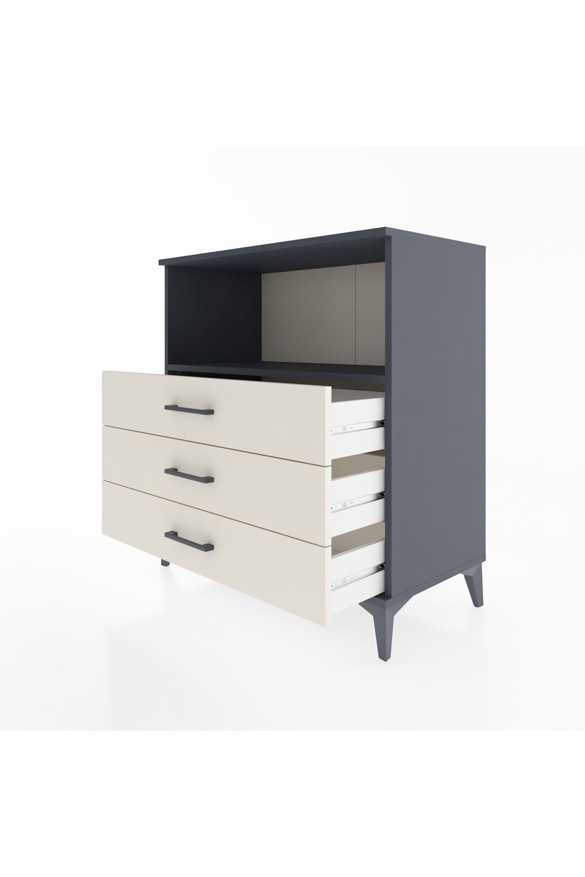 Hyperion Şifonyer Tek Raflı 3 Çekmeceli 88x44x96 Antrasit-Aytaşı