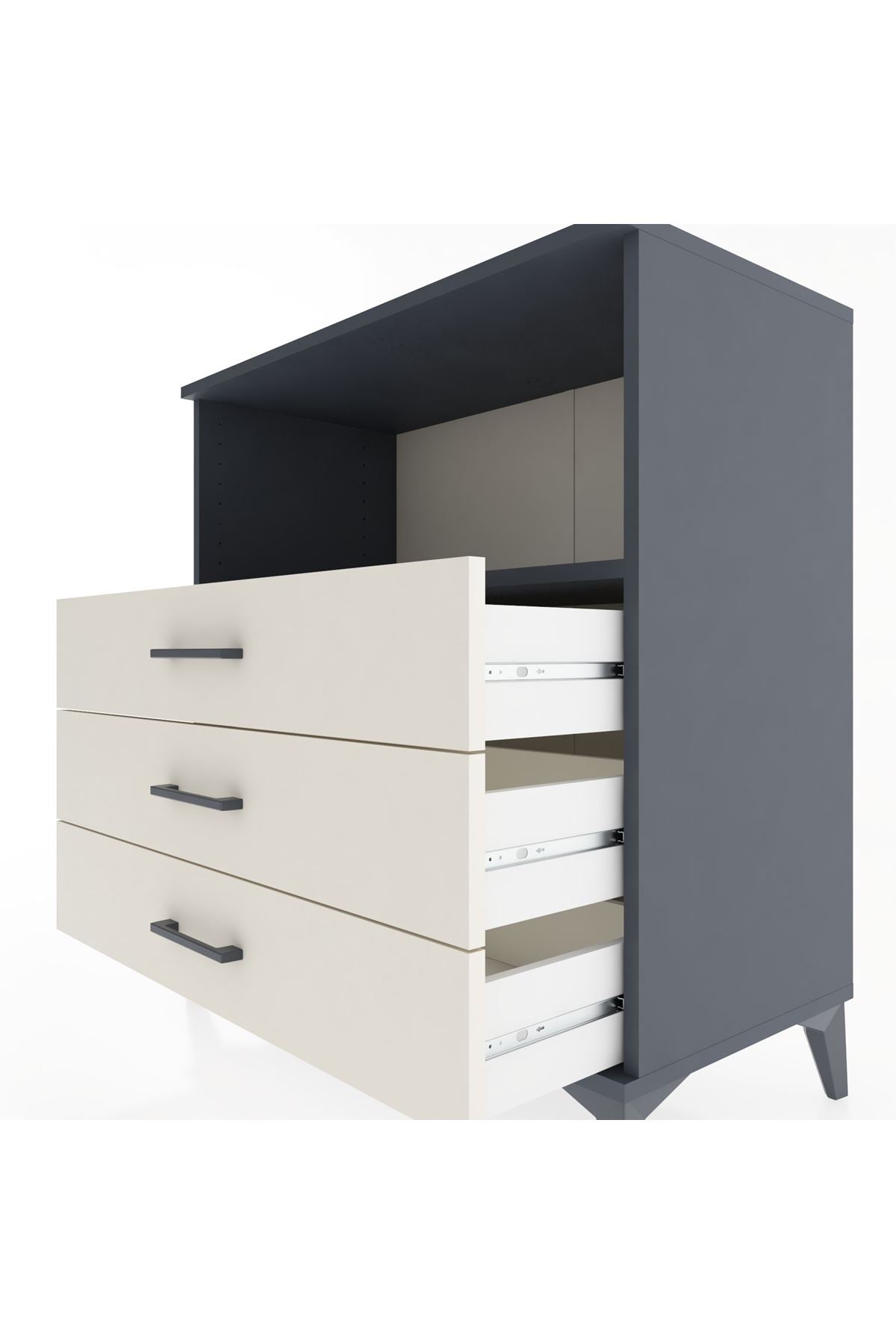 Hyperion Şifonyer Tek Raflı 3 Çekmeceli 88x44x96 Antrasit-Aytaşı