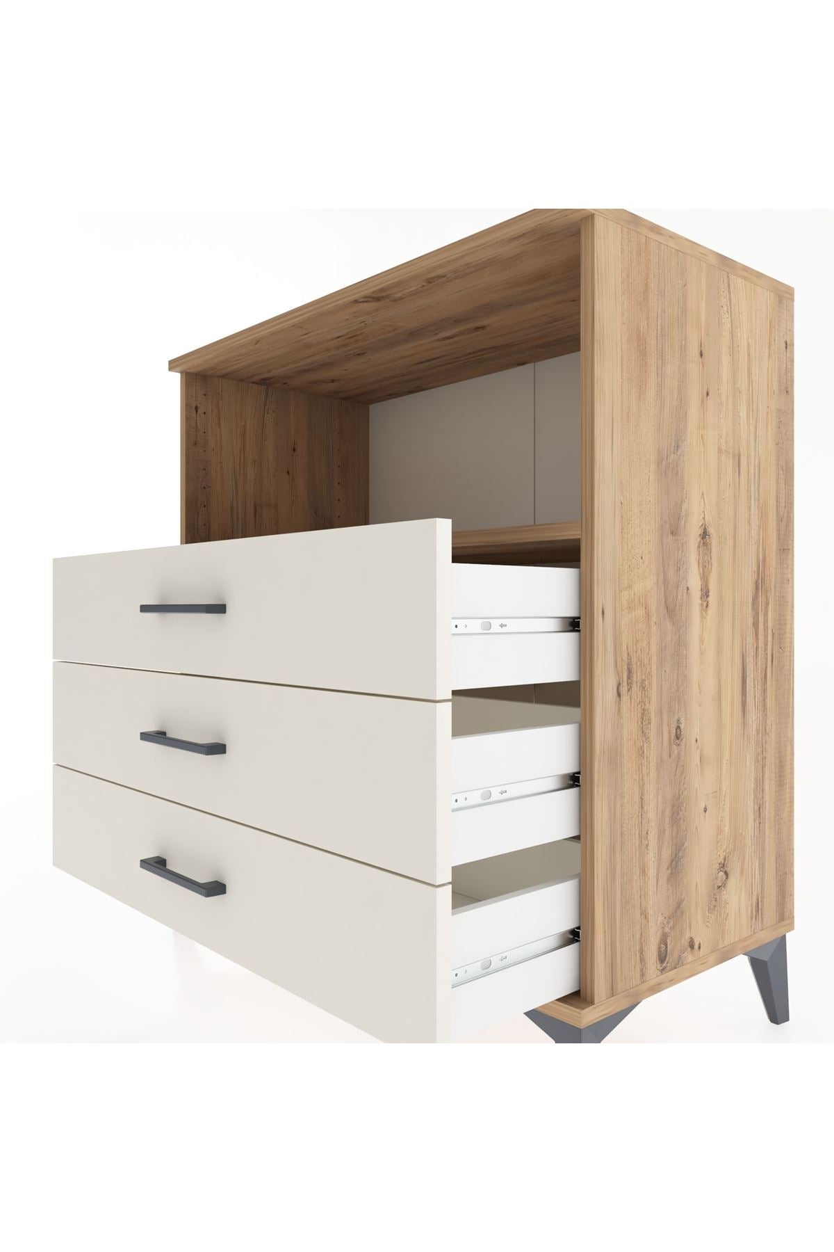 Hyperion Şifonyer Tek Raflı 3 Çekmeceli 88x44x96 Çam-Aytaşı