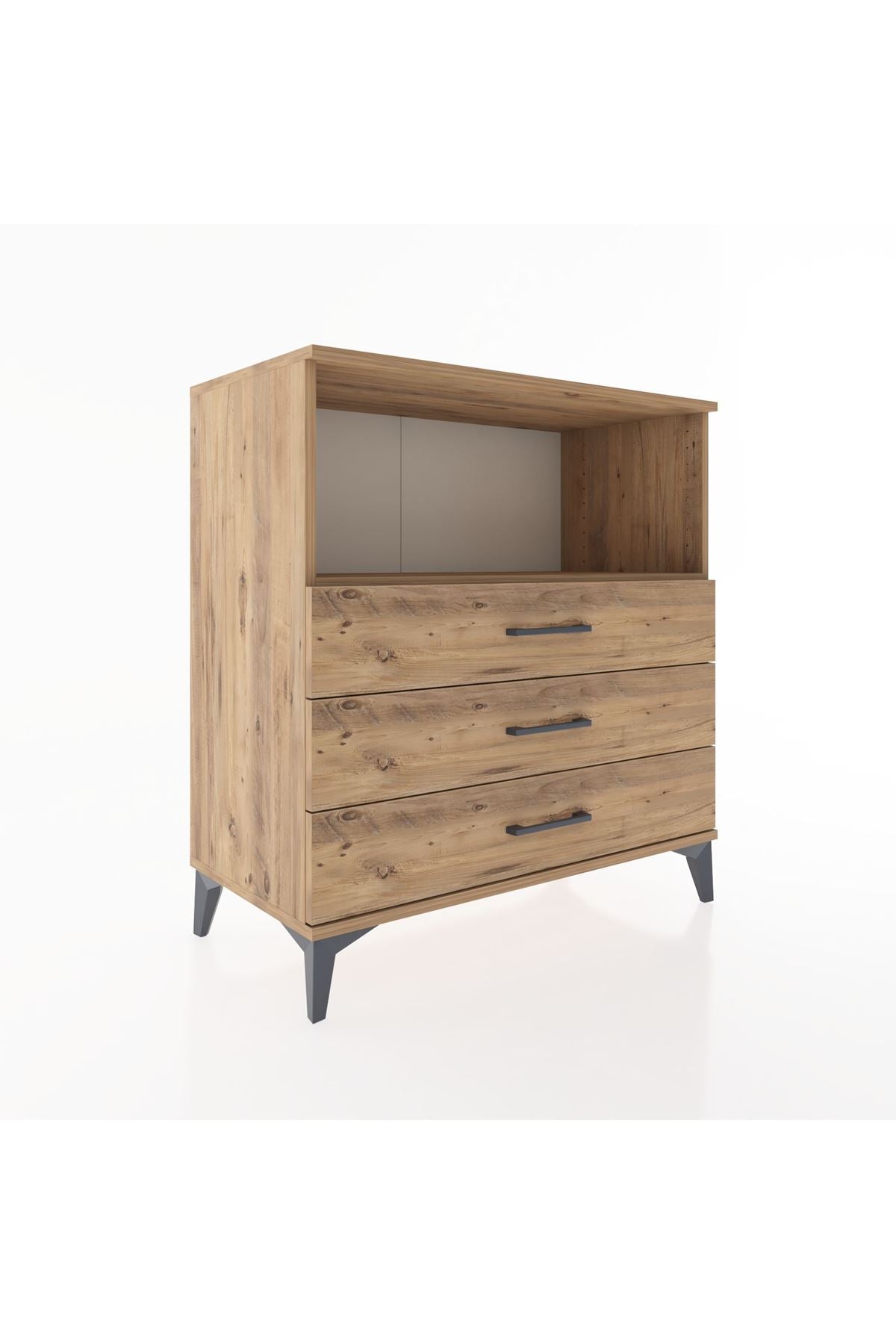 Hyperion Şifonyer Tek Raflı 3 Çekmeceli 88x44x96 Çam-Çam