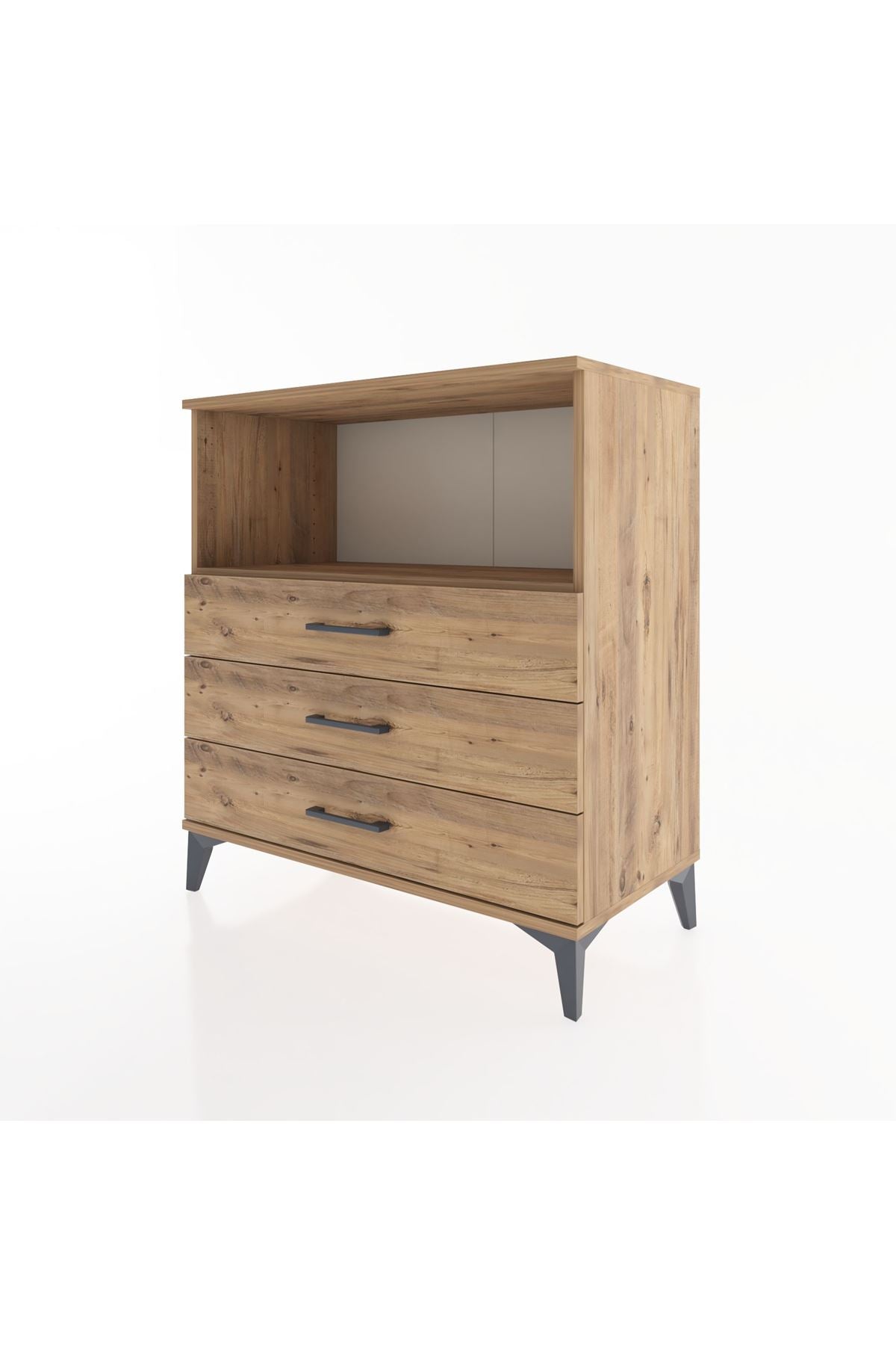 Hyperion Şifonyer Tek Raflı 3 Çekmeceli 88x44x96 Çam-Çam