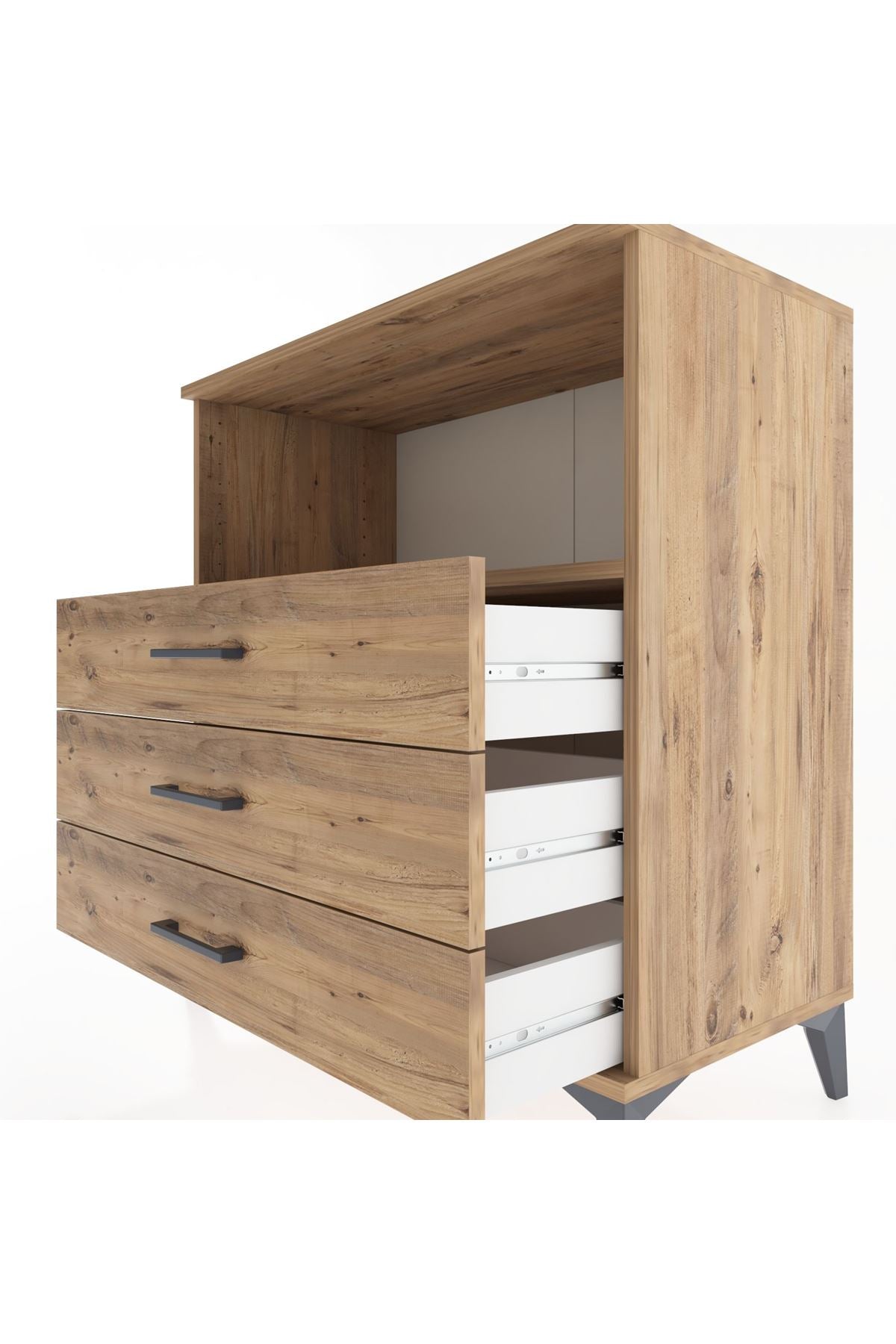 Hyperion Şifonyer Tek Raflı 3 Çekmeceli 88x44x96 Çam-Çam