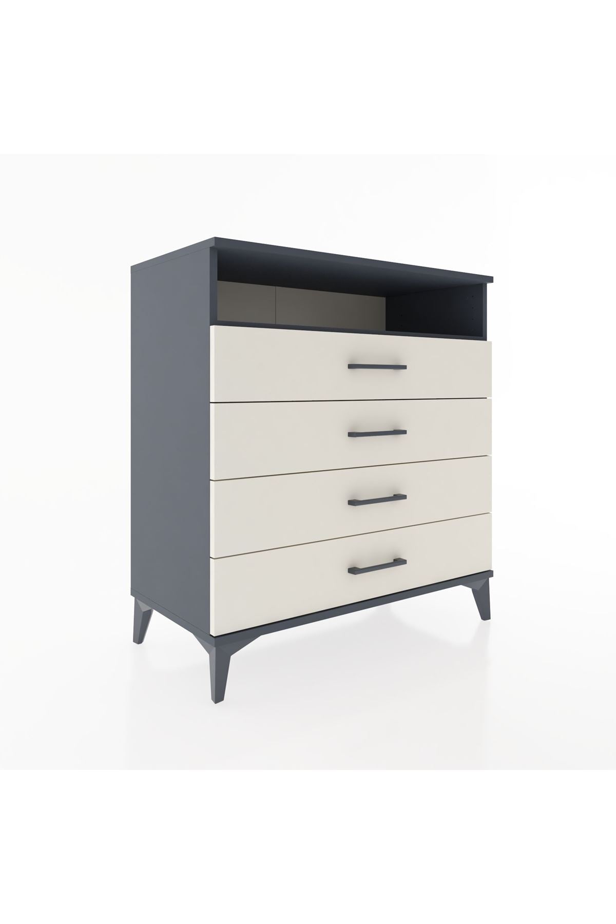 Hyperion Şifonyer Tek Raflı 4 Çekmeceli 88x44x96 Antrasit-Aytaşı