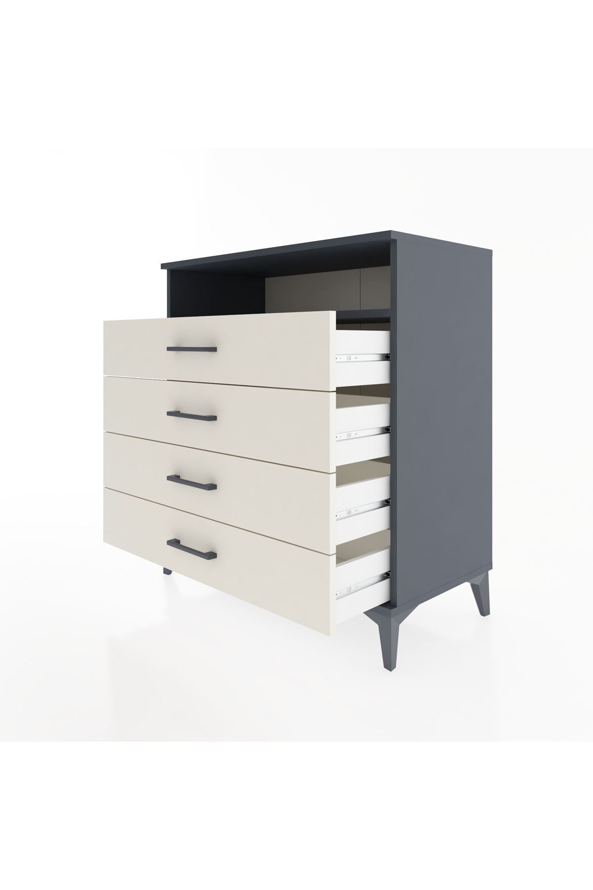 Hyperion Şifonyer Tek Raflı 4 Çekmeceli 88x44x96 Antrasit-Aytaşı