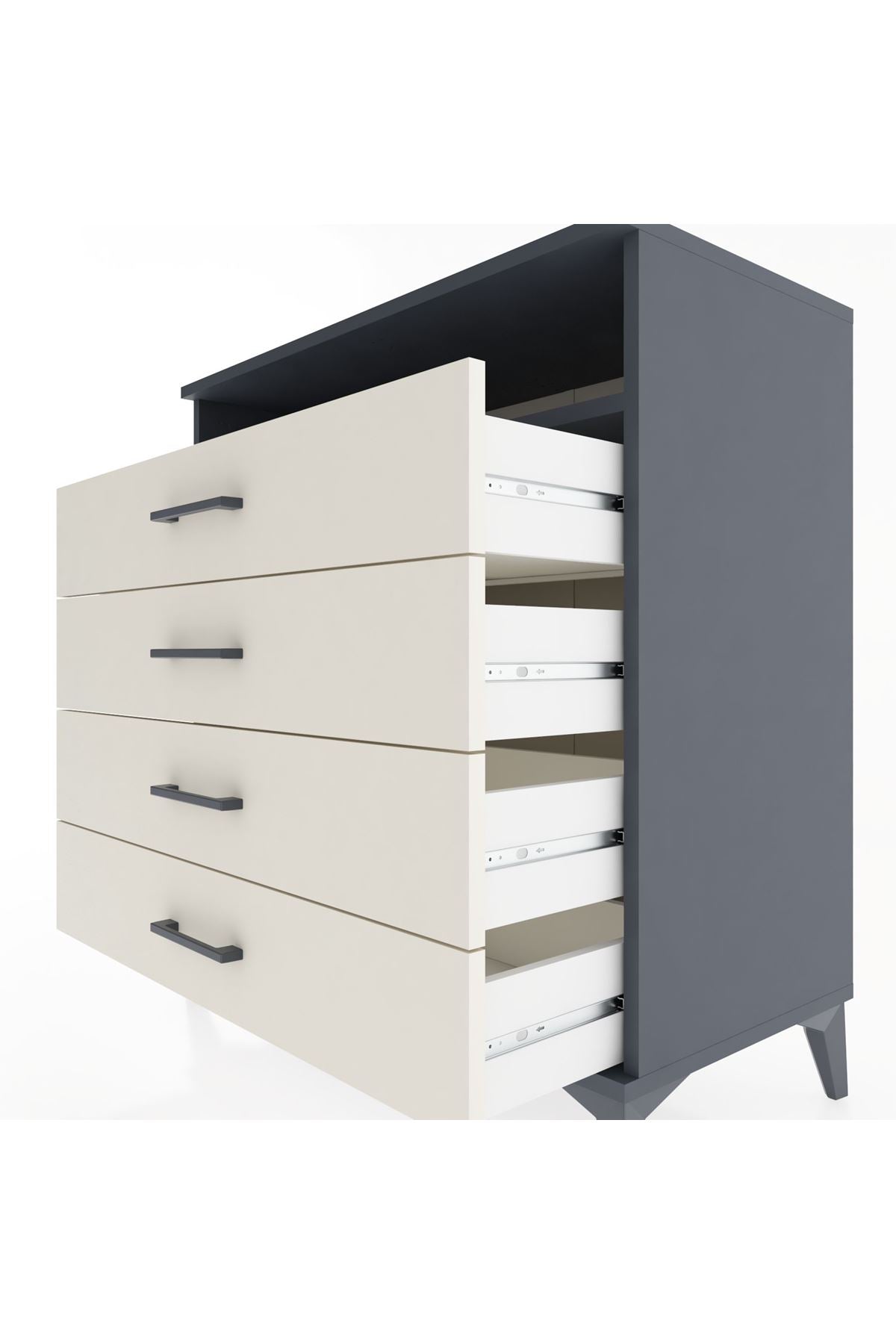 Hyperion Şifonyer Tek Raflı 4 Çekmeceli 88x44x96 Antrasit-Aytaşı