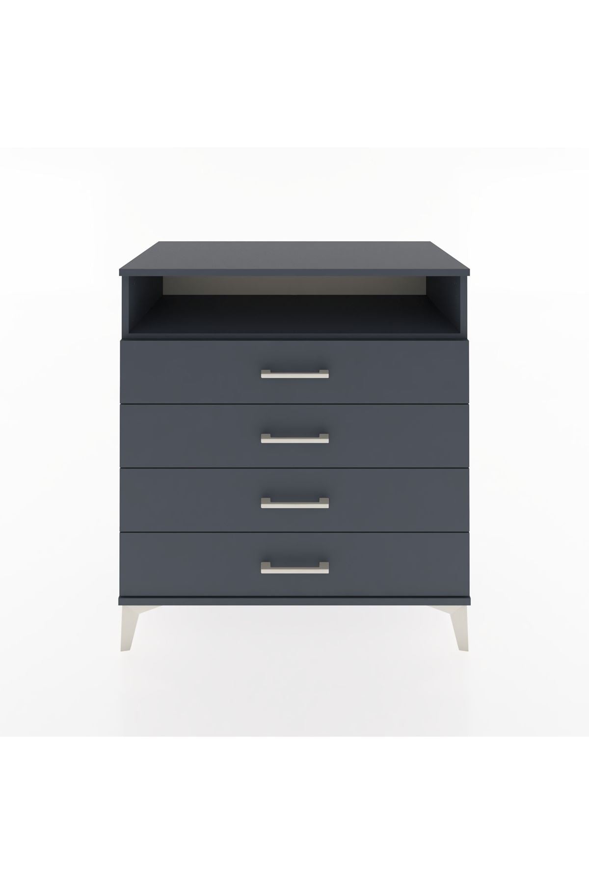 Hyperion Şifonyer Tek Raflı 4 Çekmeceli 88x44x96 Antrasit-Antrasit