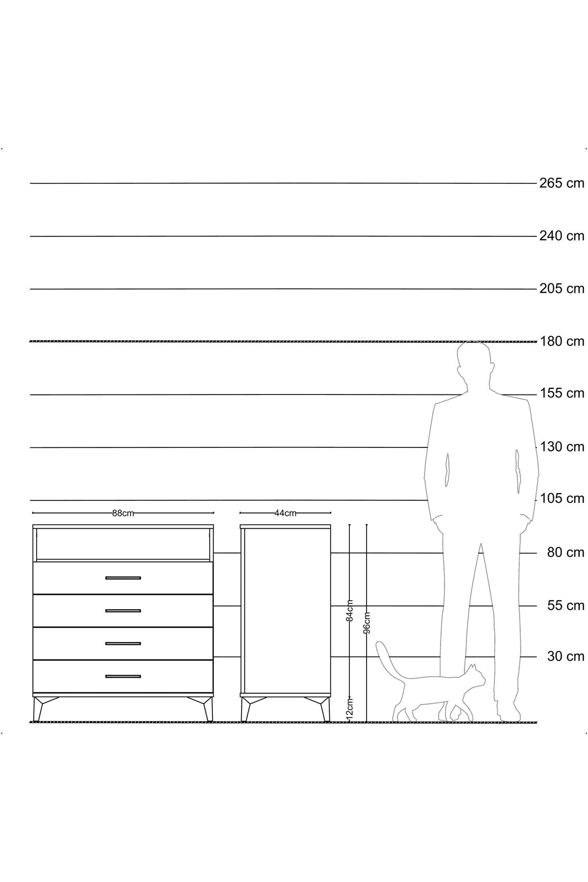 Hyperion Şifonyer Tek Raflı 4 Çekmeceli 88x44x96 Antrasit-Aytaşı