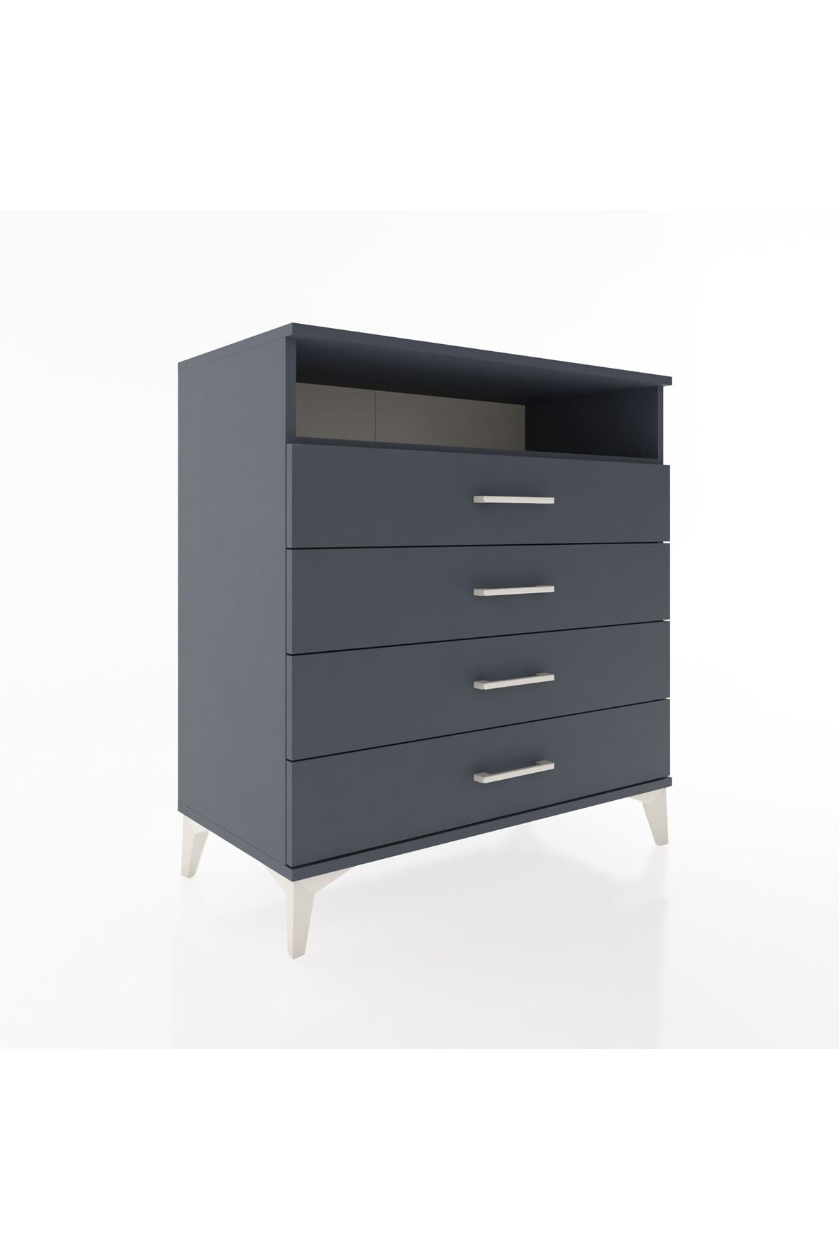 Hyperion Şifonyer Tek Raflı 4 Çekmeceli 88x44x96 Antrasit-Antrasit