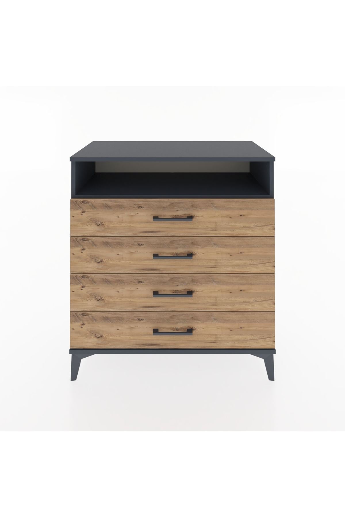 Hyperion Şifonyer Tek Raflı 4 Çekmeceli 88x44x96 Antrasit-Çam