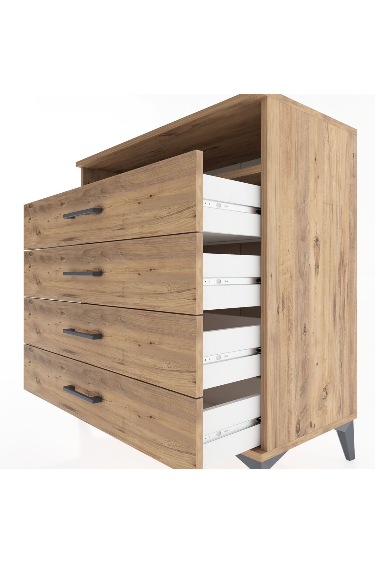 Hyperion Şifonyer Tek Raflı 4 Çekmeceli 88x44x96 Çam-Çam